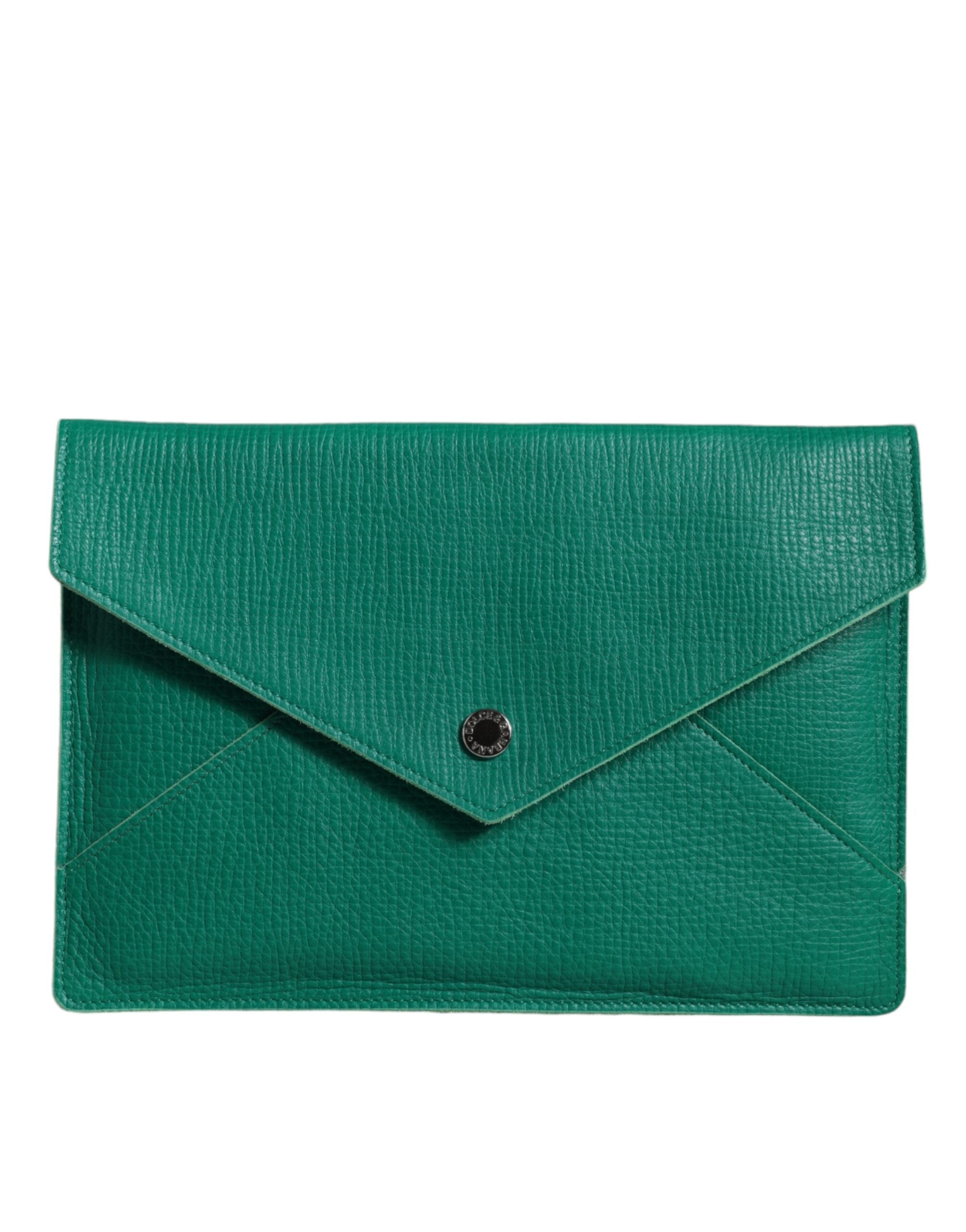 Bolso de mano de piel verde Dolce & Gabbana, minibolso tipo sobre, funda para tableta-1