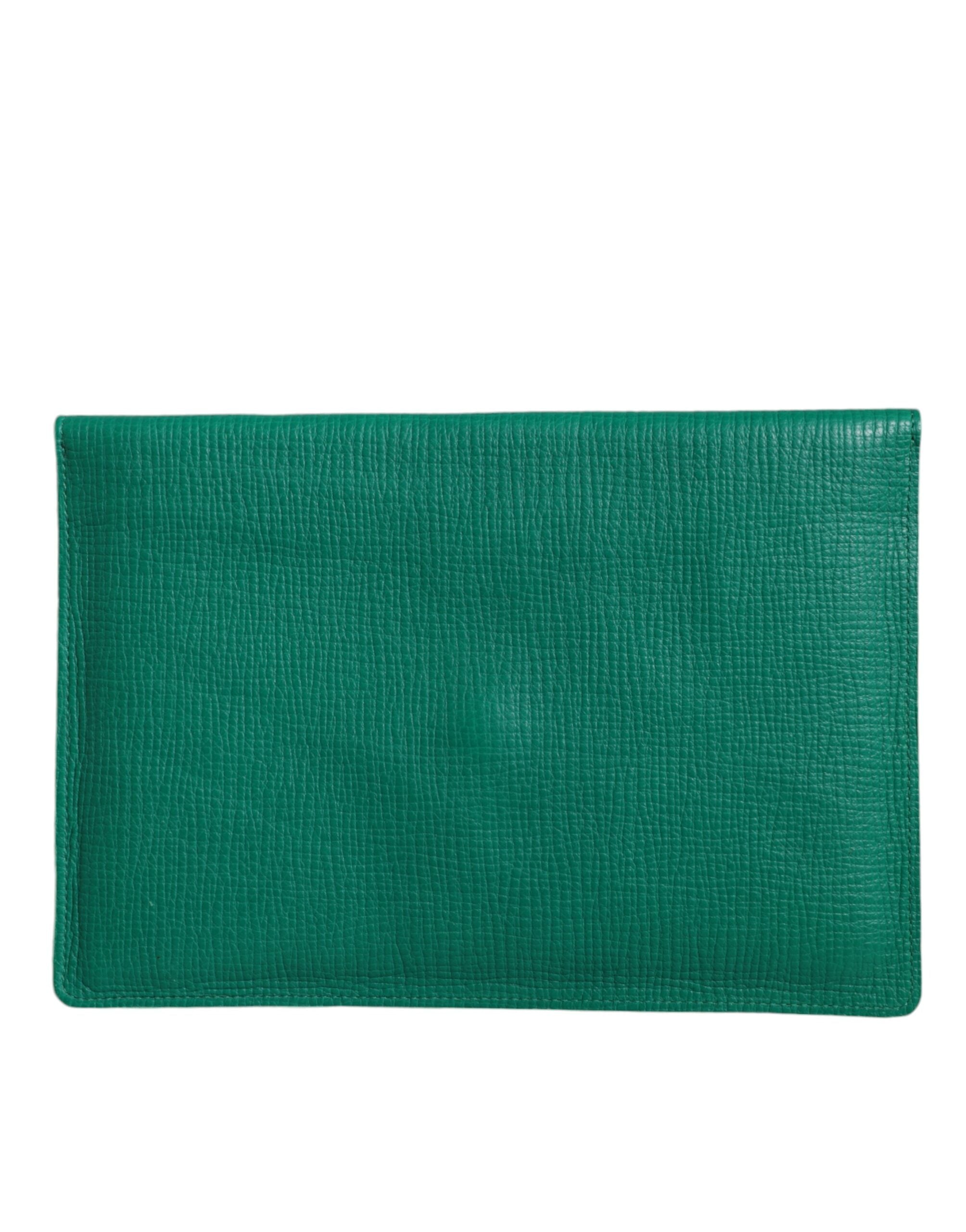 Bolso de mano de piel verde Dolce & Gabbana, minibolso tipo sobre, funda para tableta-3