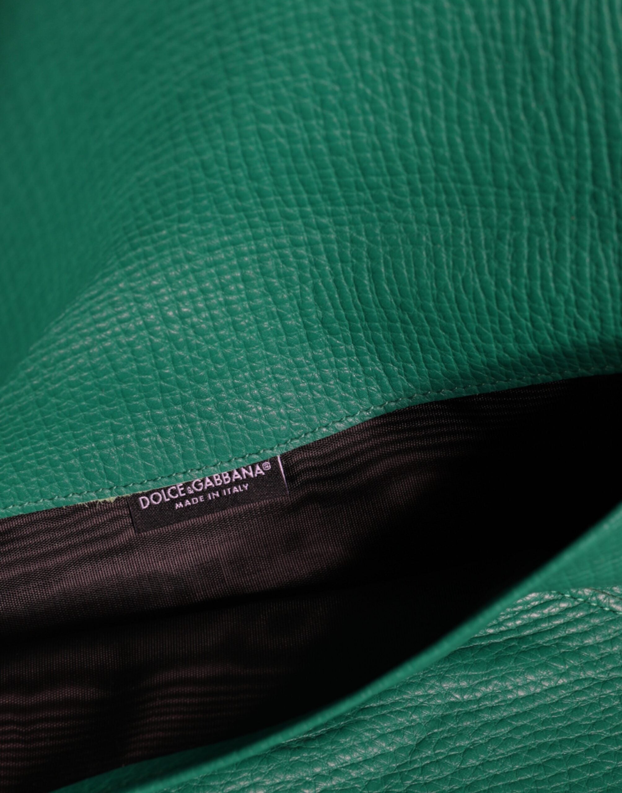 Bolso de mano de piel verde Dolce & Gabbana, minibolso tipo sobre, funda para tableta-4