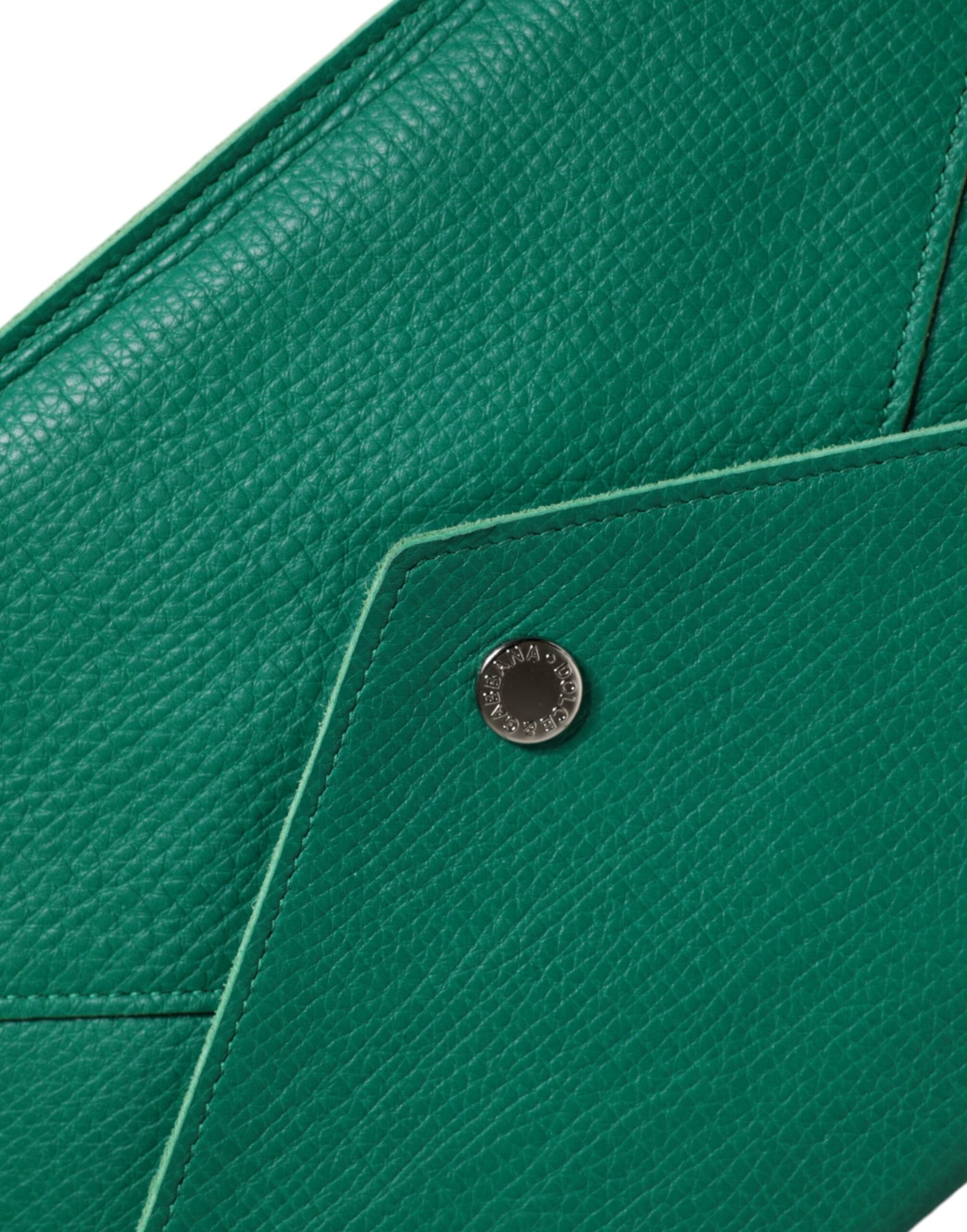 Bolso de mano de piel verde Dolce & Gabbana, minibolso tipo sobre, funda para tableta-5