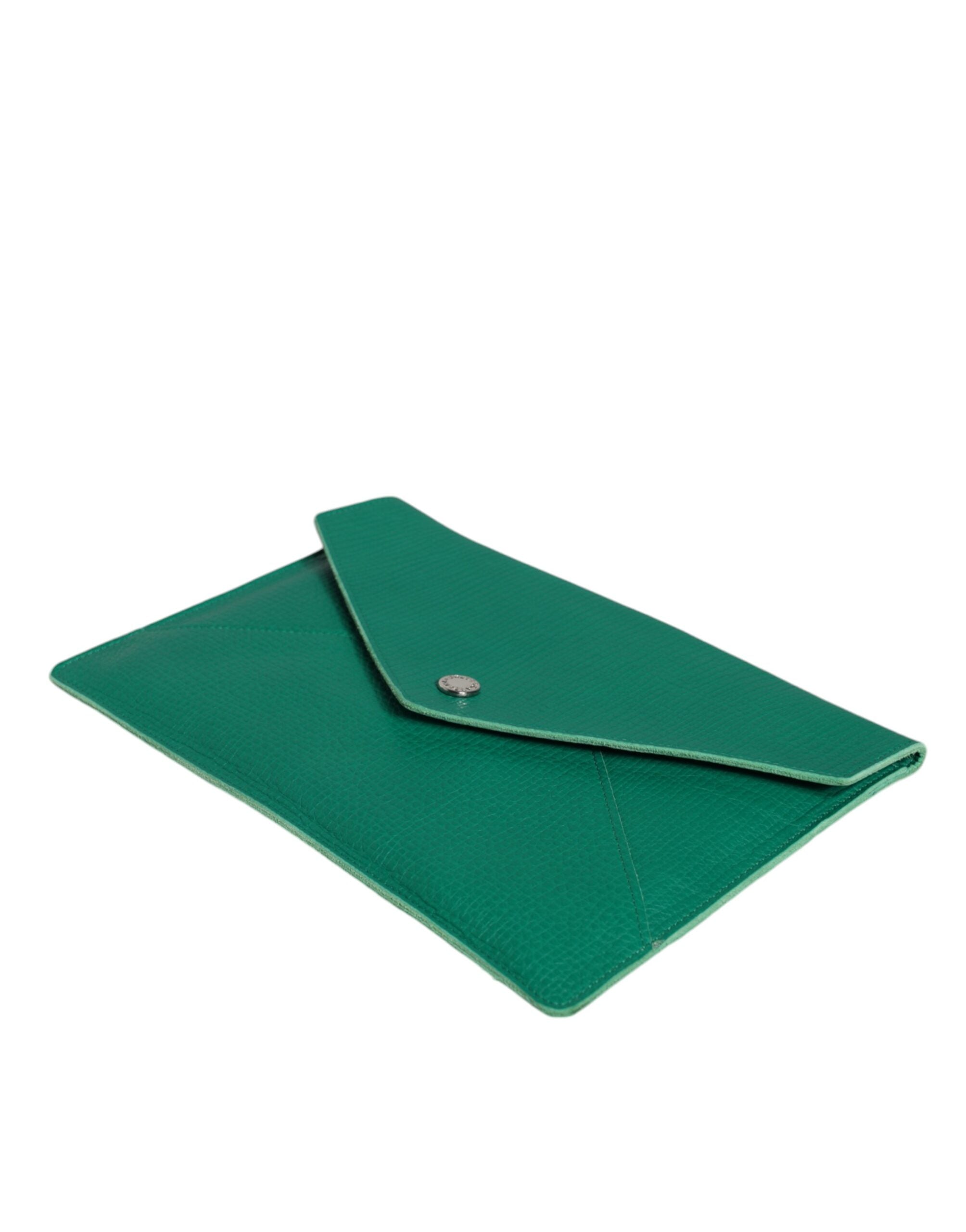Bolso de mano de piel verde Dolce & Gabbana, minibolso tipo sobre, funda para tableta-6