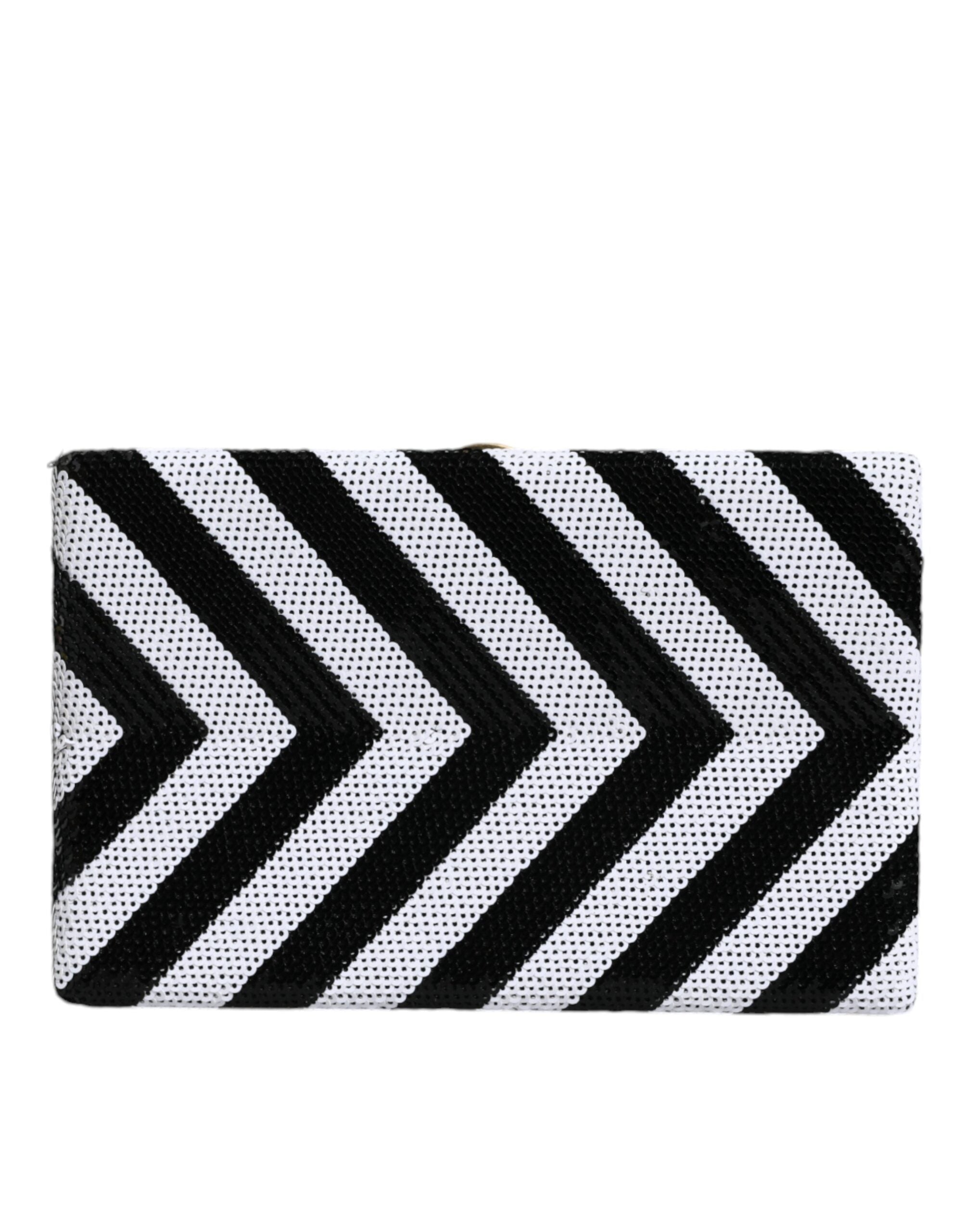 Bolso de mano de fiesta de noche con marco dorado, blanco y negro de Dolce & Gabbana-2