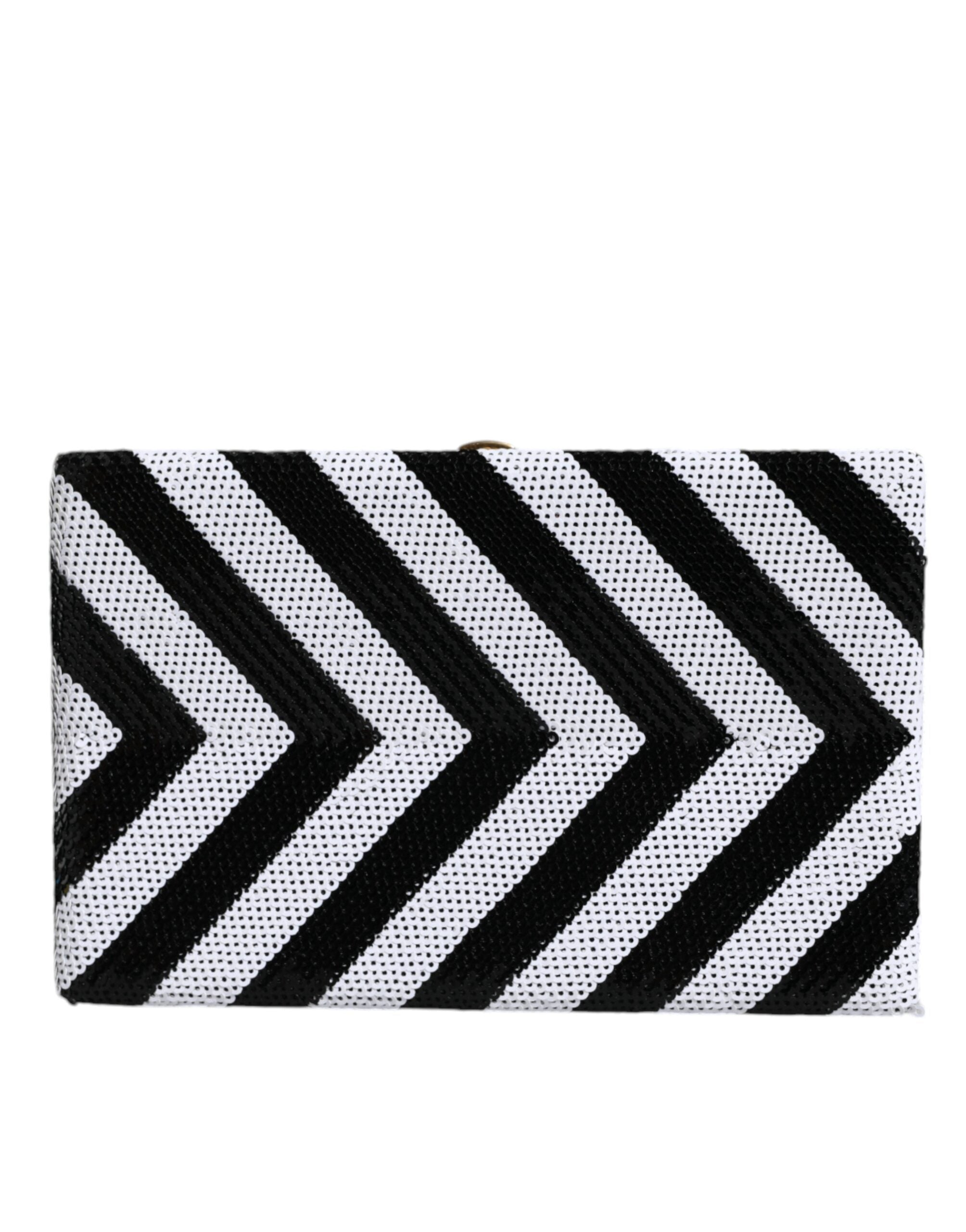 Bolso de mano de fiesta de noche con marco dorado, blanco y negro de Dolce & Gabbana-4