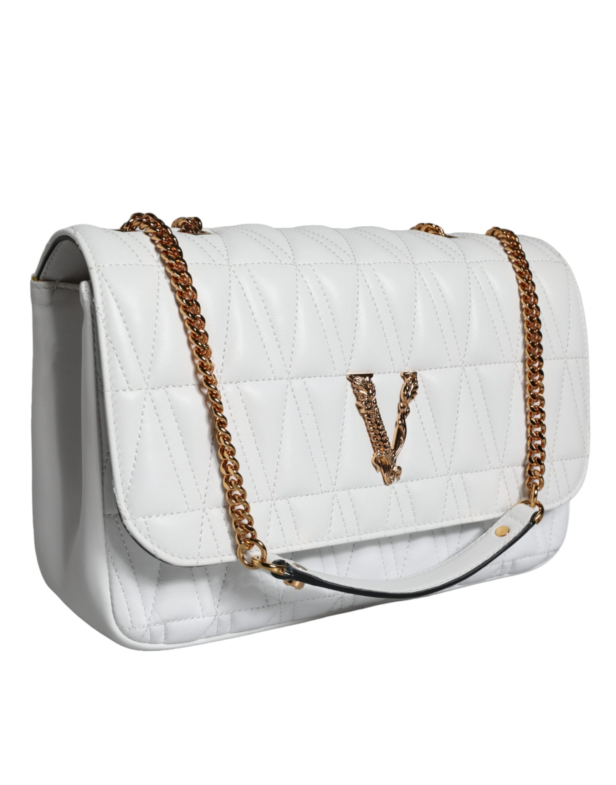 Versace White Mini Nappa Leather Crossbody Shoulder Bag-4