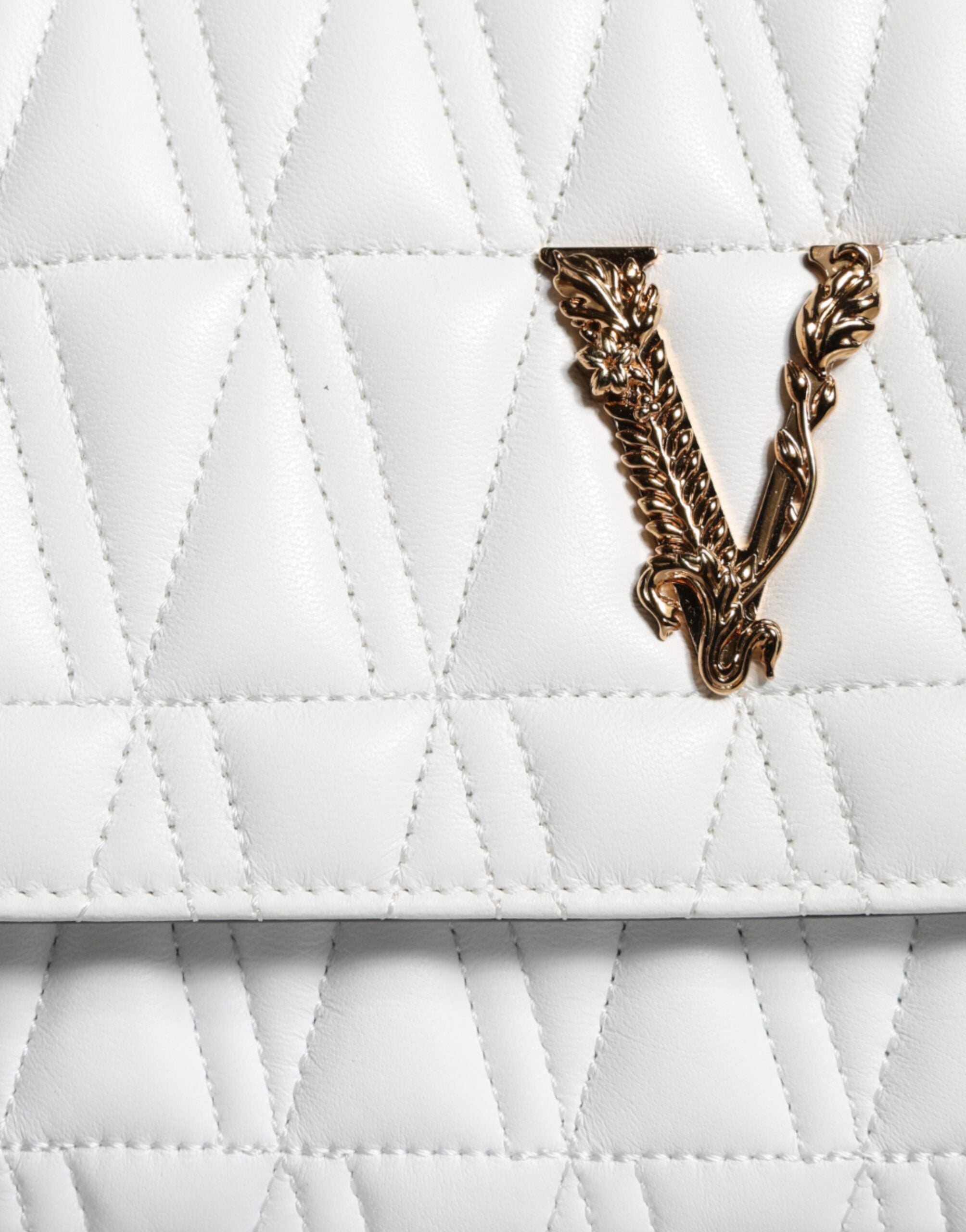 Versace White Mini Nappa Leather Crossbody Shoulder Bag-6