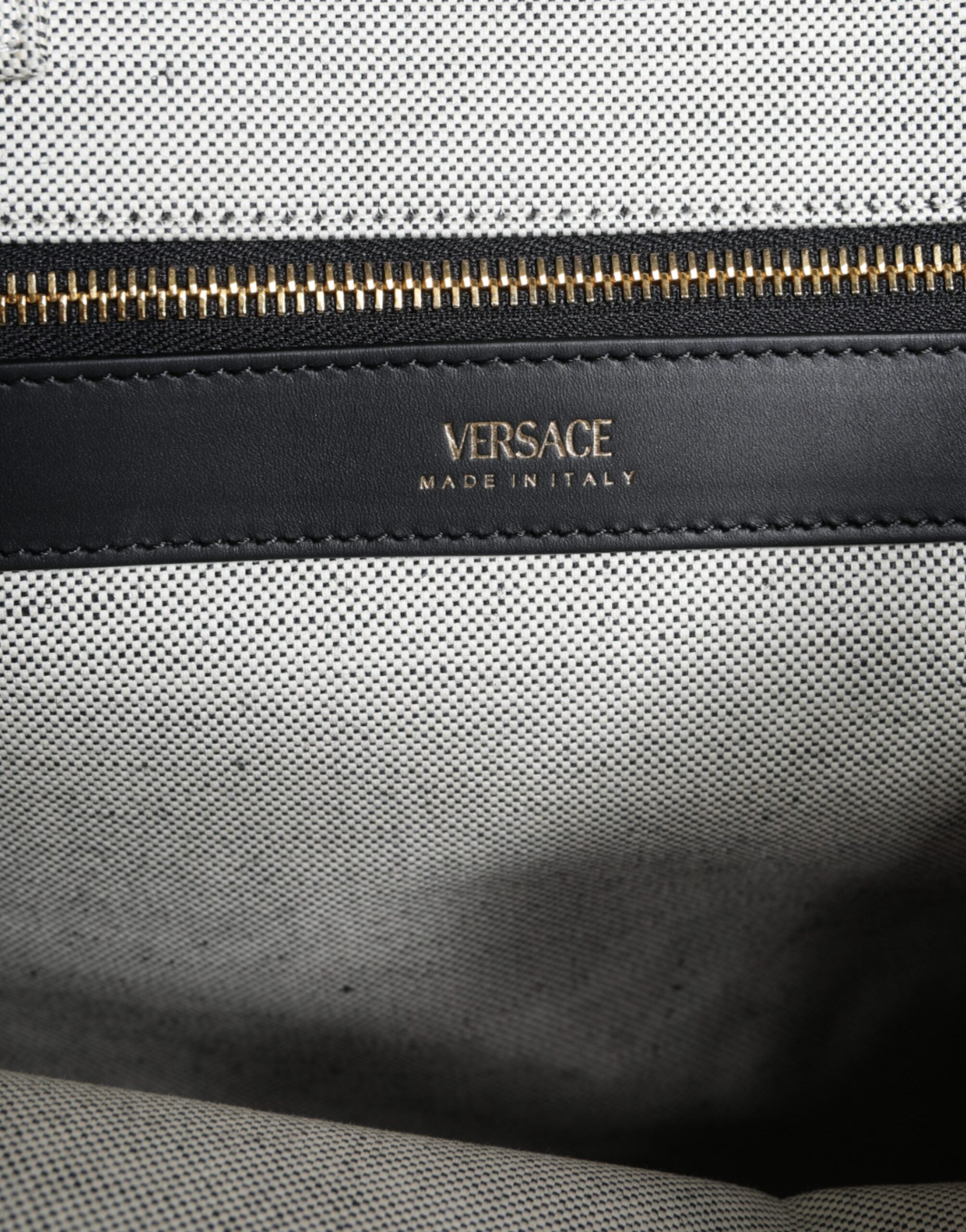 Versace White Top Handle Canvas Leather Logo Crossbody Tote Bag-4