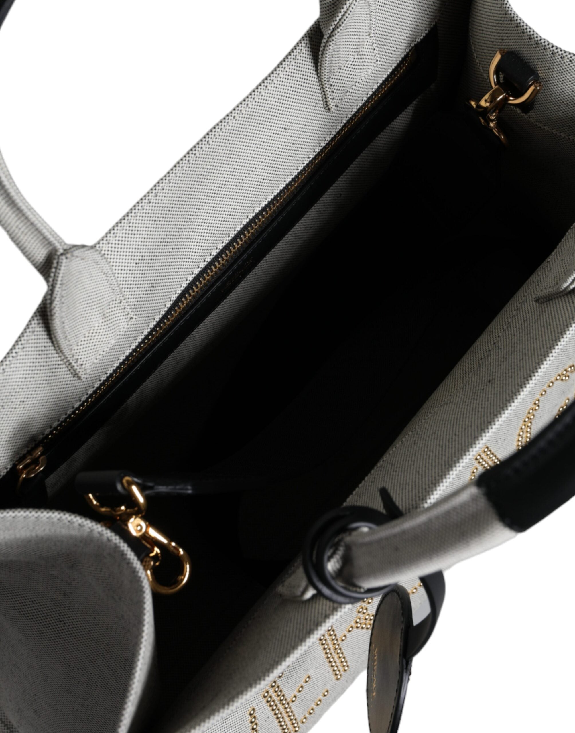 Versace White Top Handle Canvas Leather Logo Crossbody Tote Bag-5