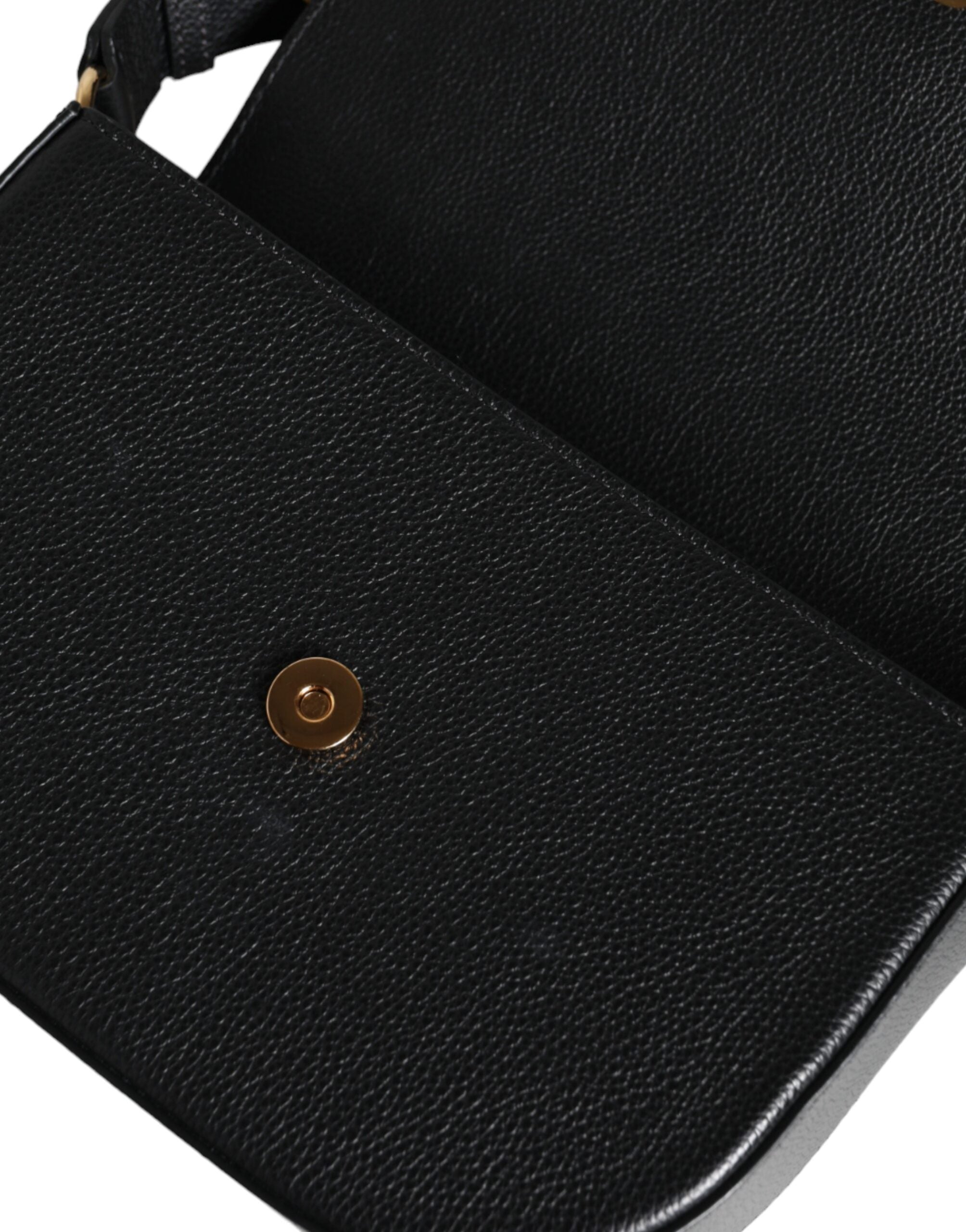Versace Black Grainy Calf Leather Logo Crossbody Shoulder Bag-4