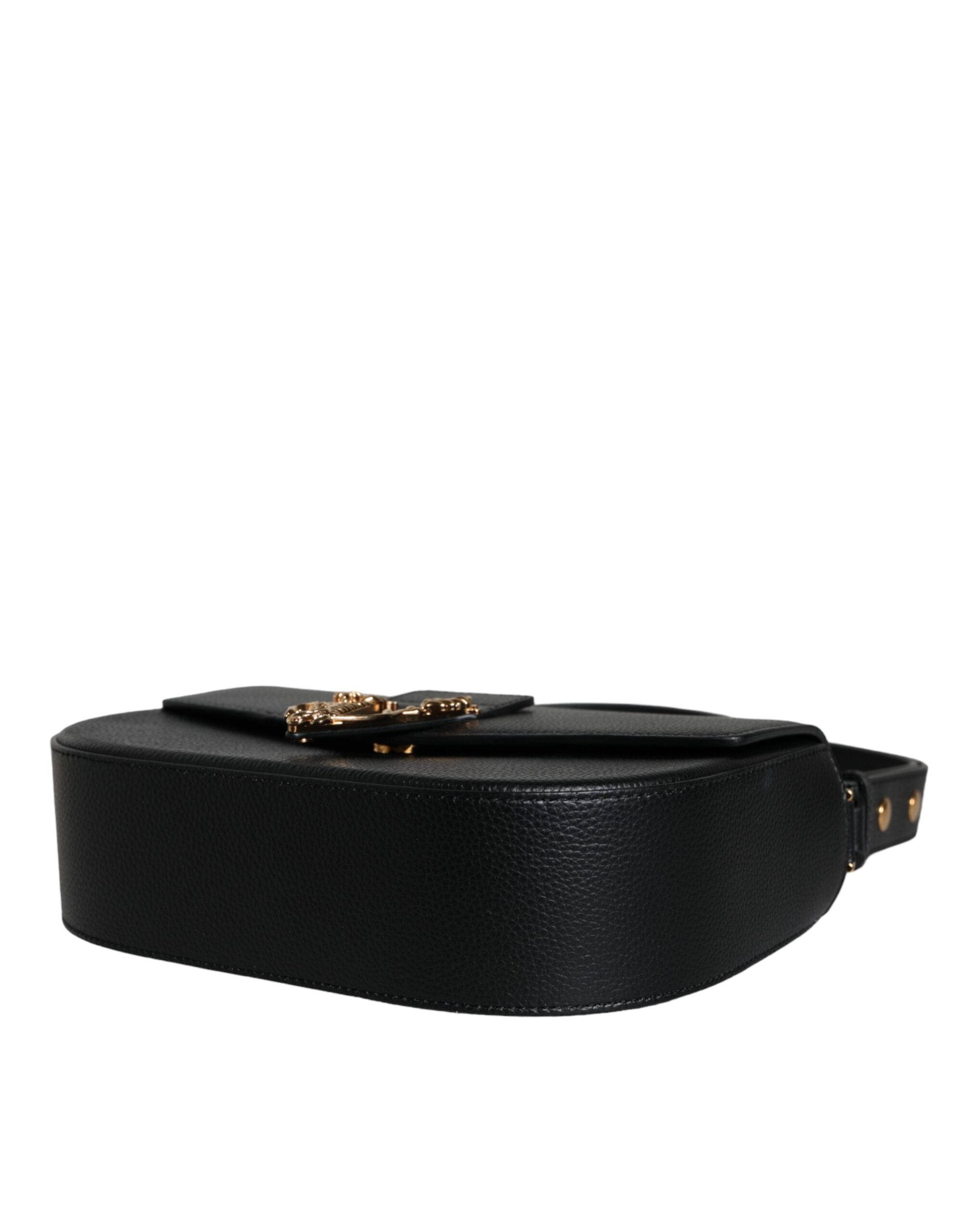Versace Black Grainy Calf Leather Logo Crossbody Shoulder Bag-7