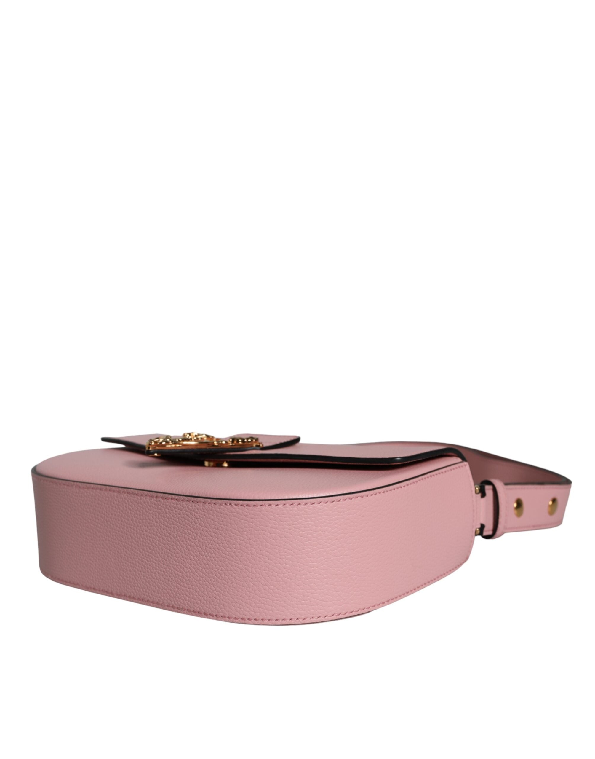 Versace Pink Grainy Calf Leather Logo Crossbody Shoulder Bag-5