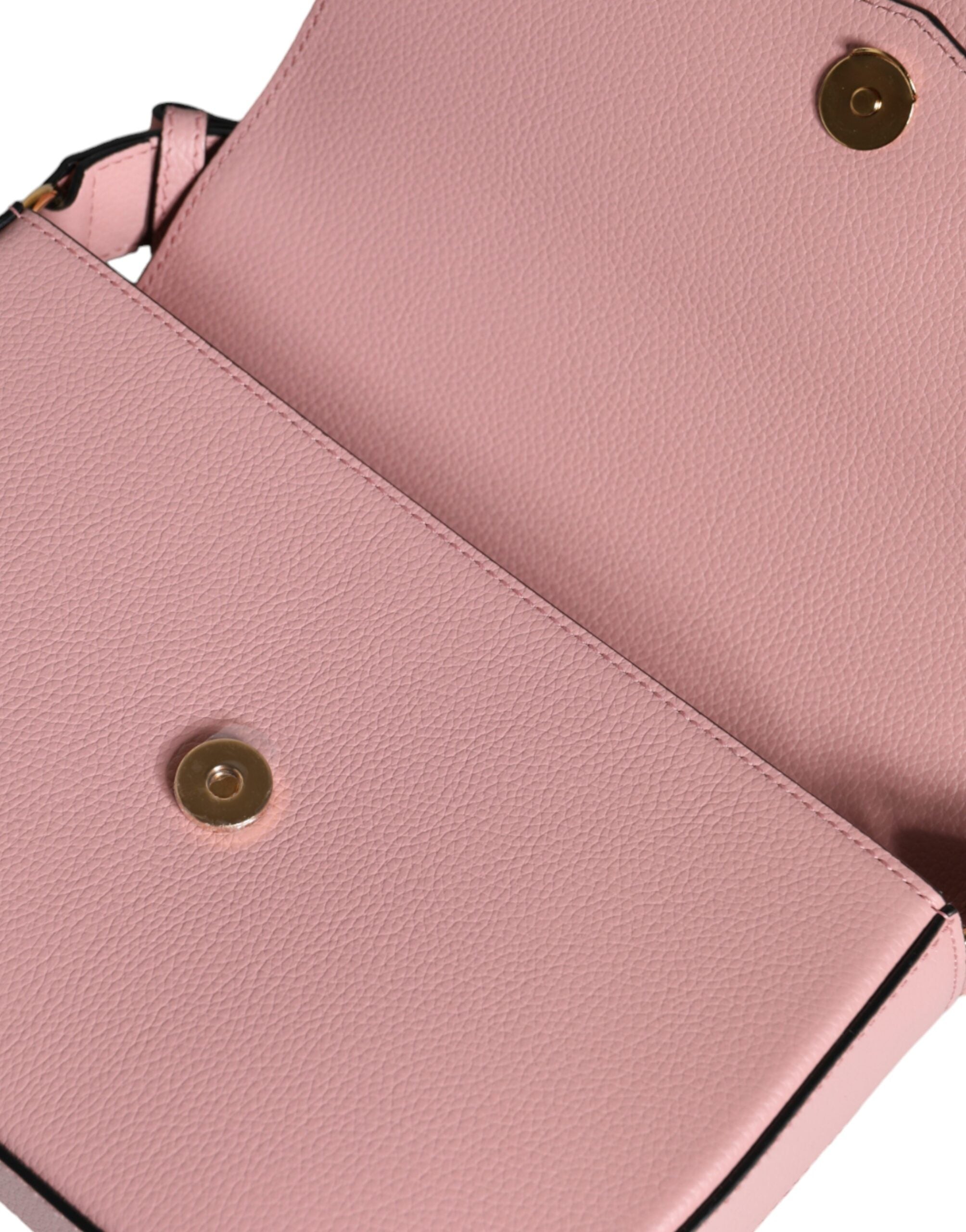 Versace Pink Grainy Calf Leather Logo Crossbody Shoulder Bag-7