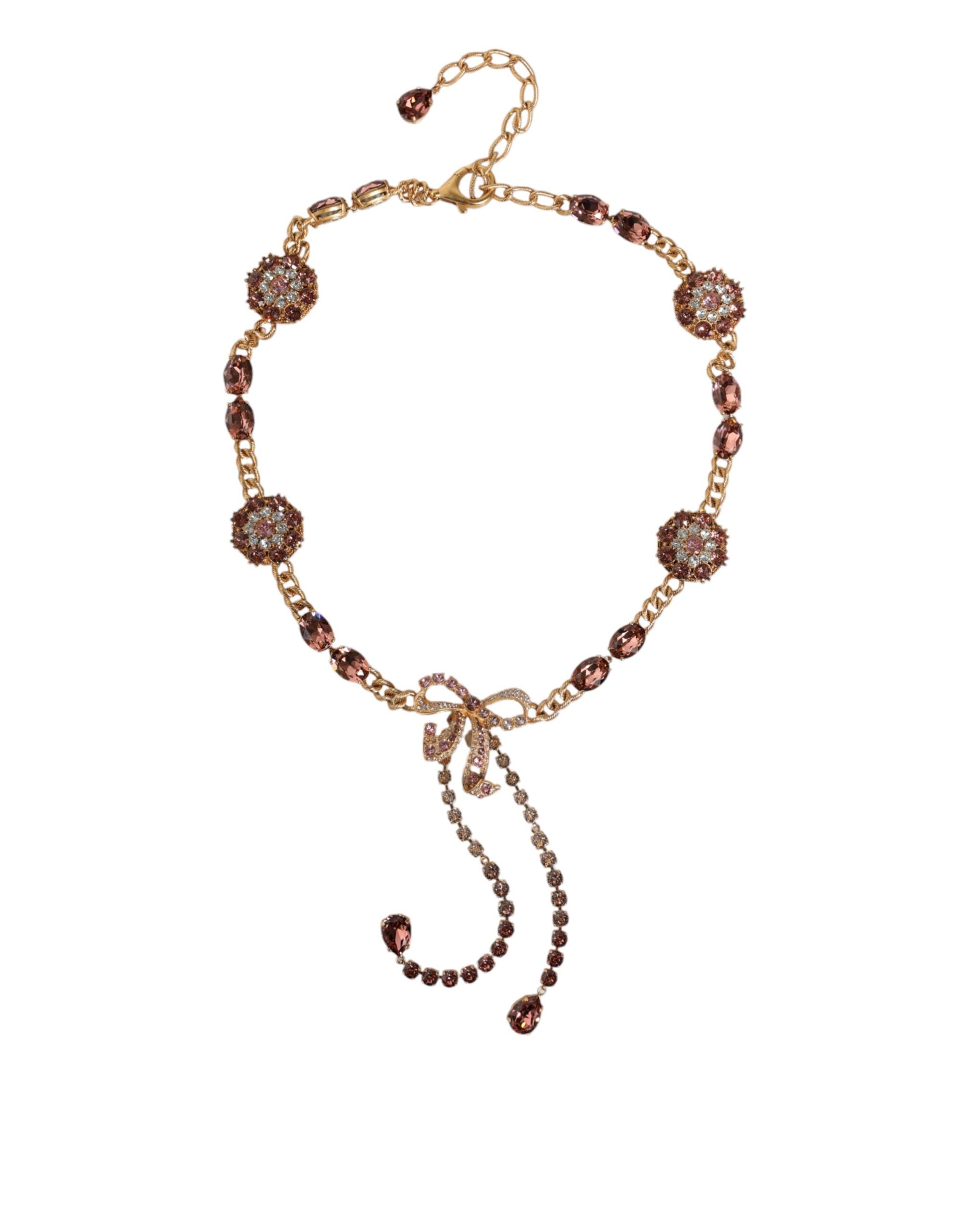 Dolce & Gabbana Gold-tone Brass Crystal Embellished Waist Chain Belt-2