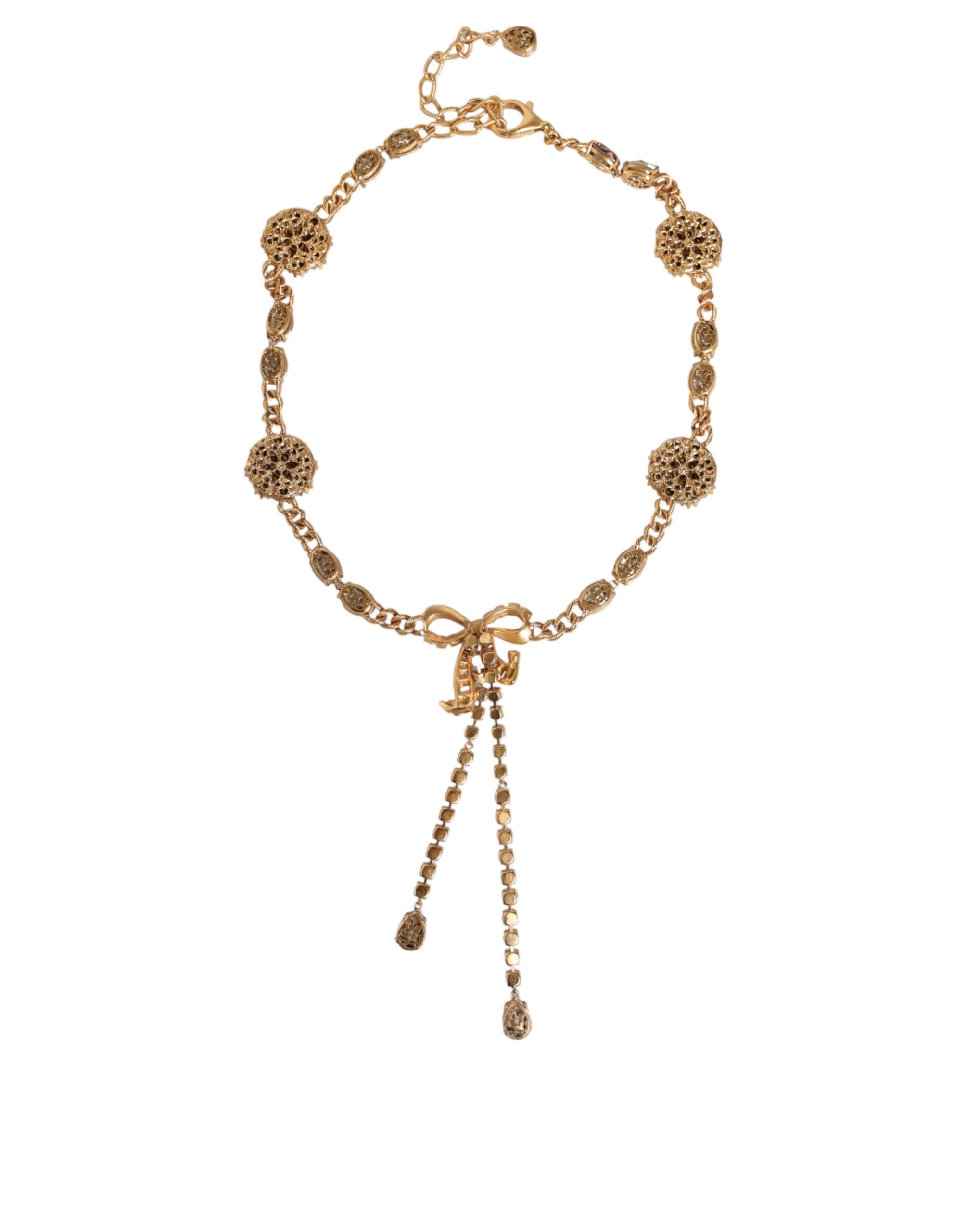 Dolce & Gabbana Gold-tone Brass Crystal Embellished Waist Chain Belt-7