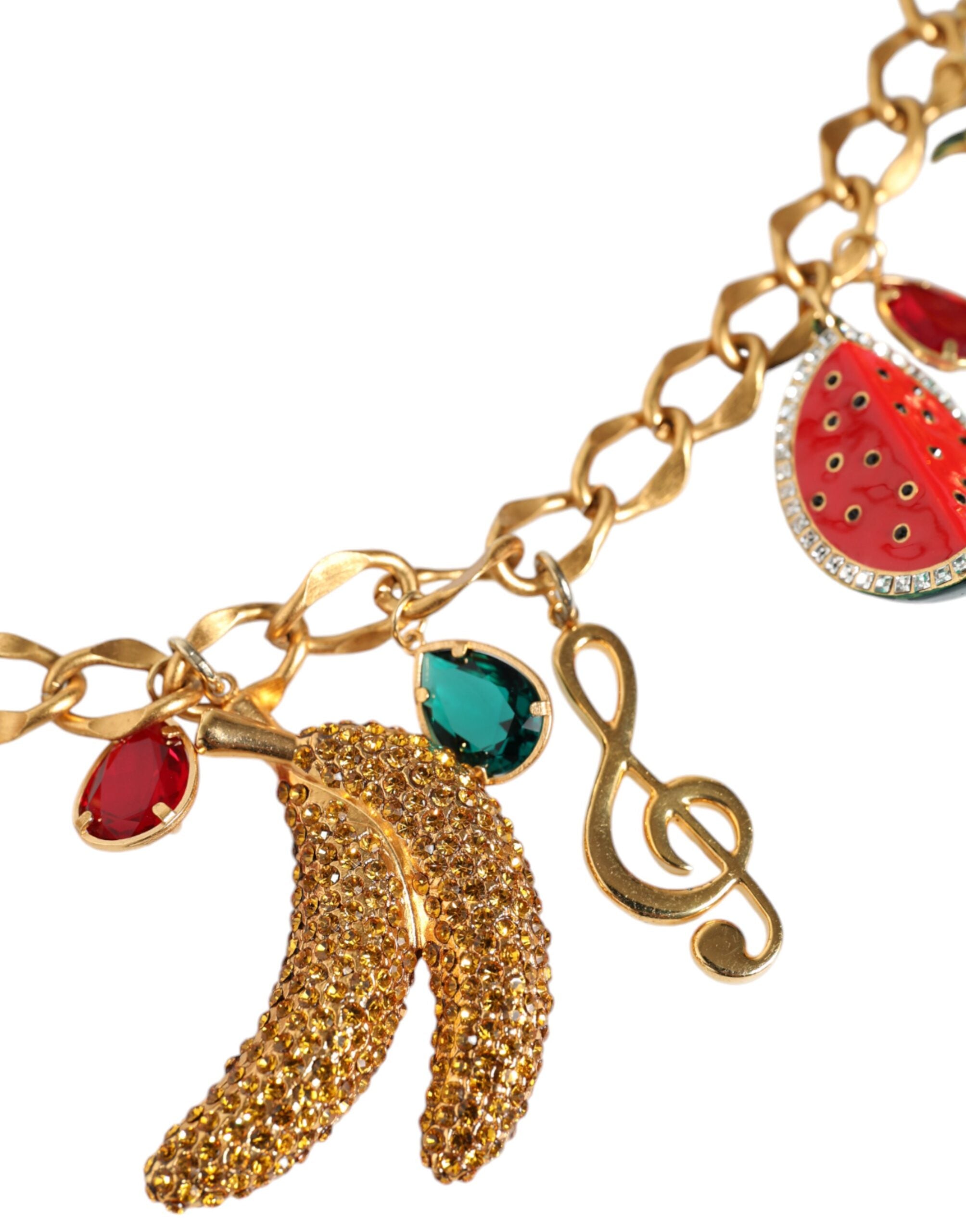 Cinturón de cadena con cristales frutales en latón dorado de Dolce & Gabbana-3