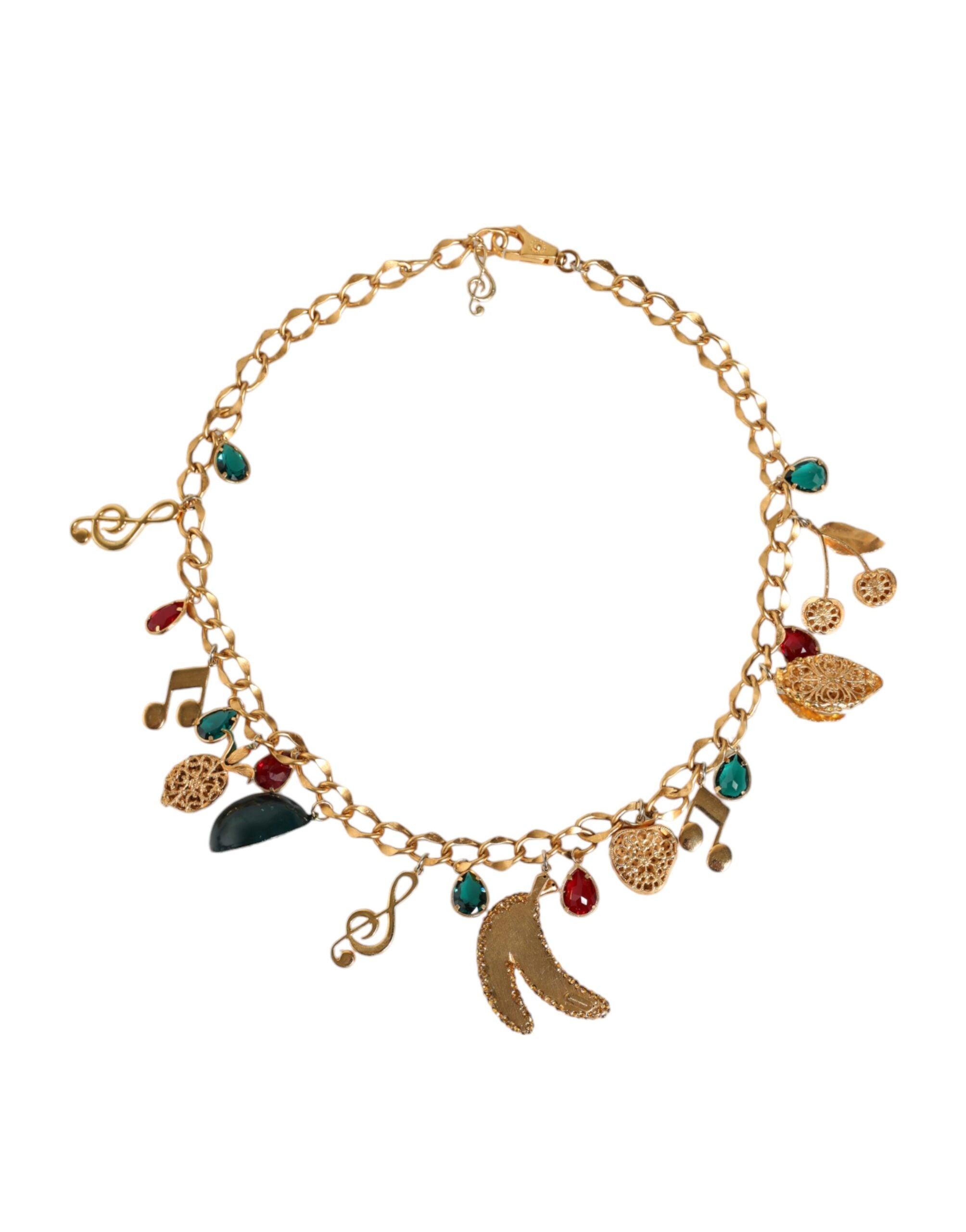 Cinturón de cadena con cristales frutales en latón dorado de Dolce & Gabbana-5
