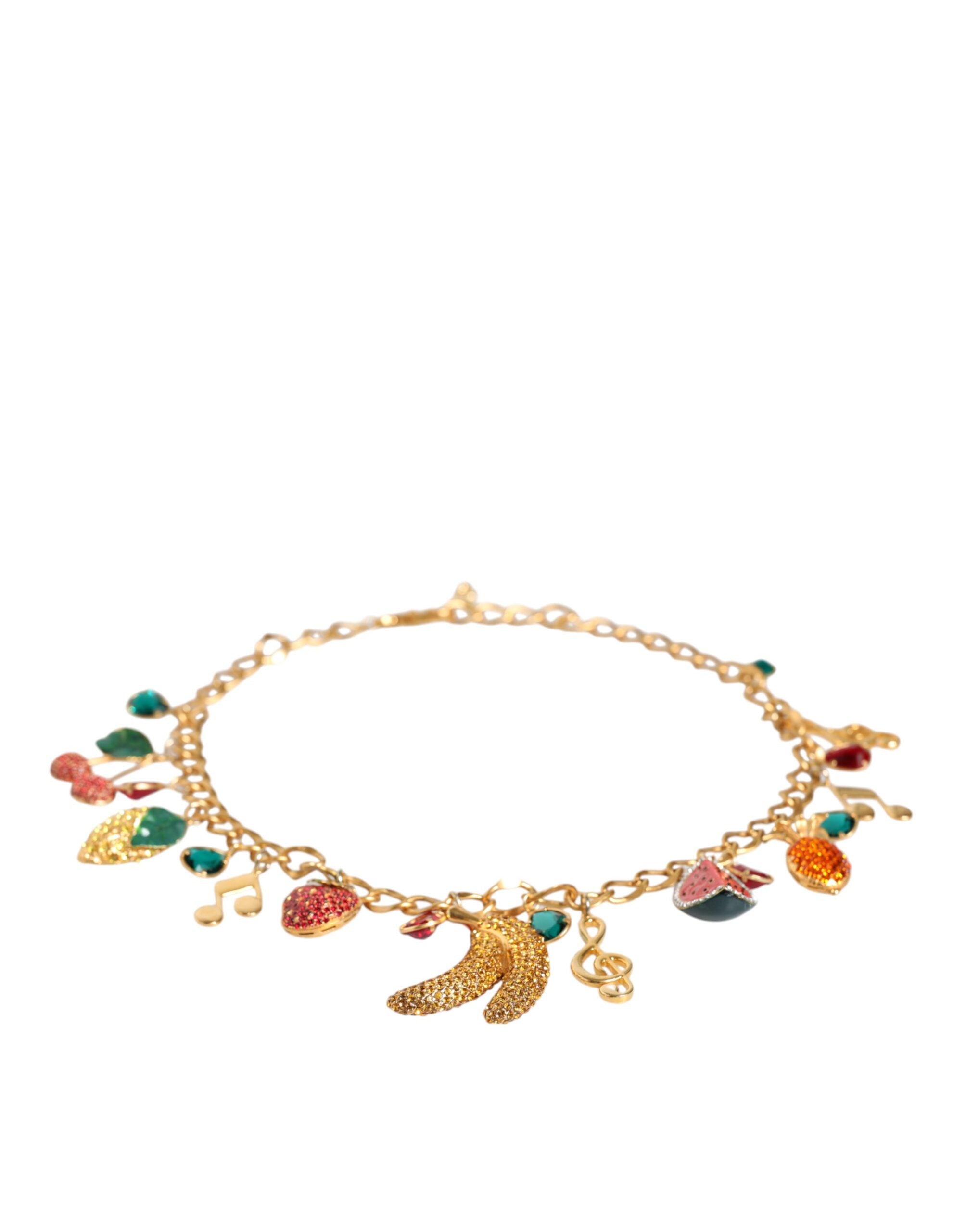 Cinturón de cadena con cristales frutales en latón dorado de Dolce & Gabbana-7