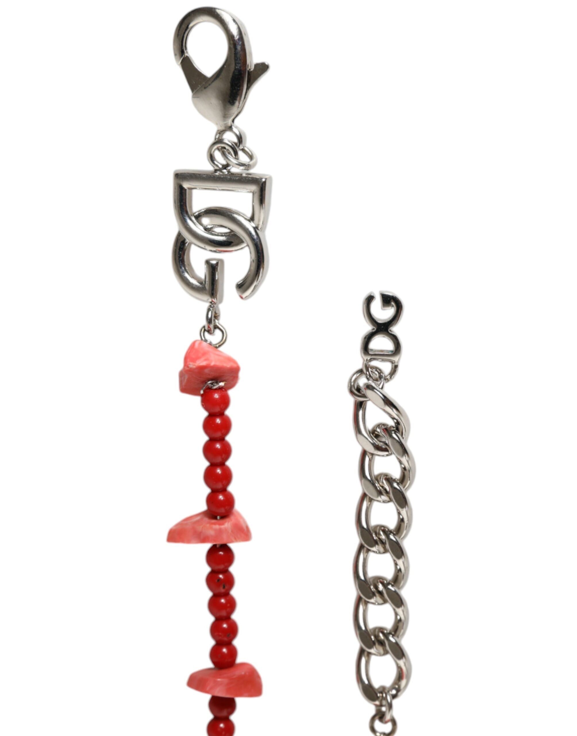 Pulsera collar con logotipo DG de resina y cuentas de latón plateado de Dolce & Gabbana-4