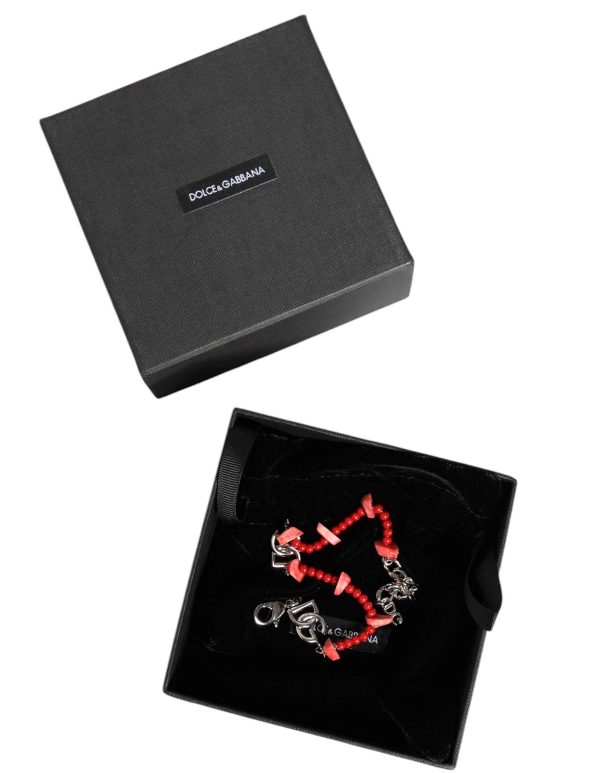 Pulsera collar con logotipo DG de resina y cuentas de latón plateado de Dolce & Gabbana-6