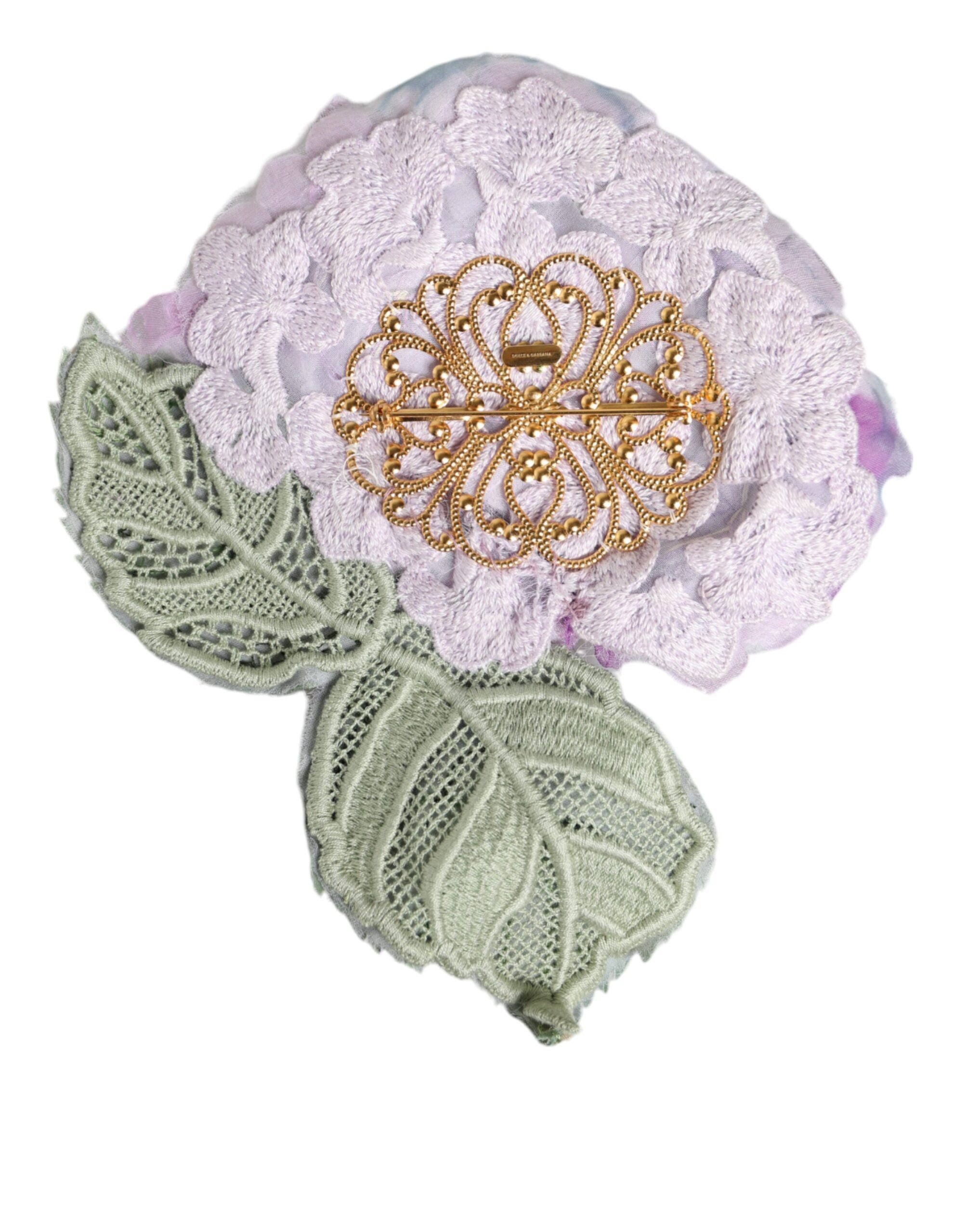 Dolce & Gabbana Multicolor Hydrangea Gold Brass Pin Brooch-2