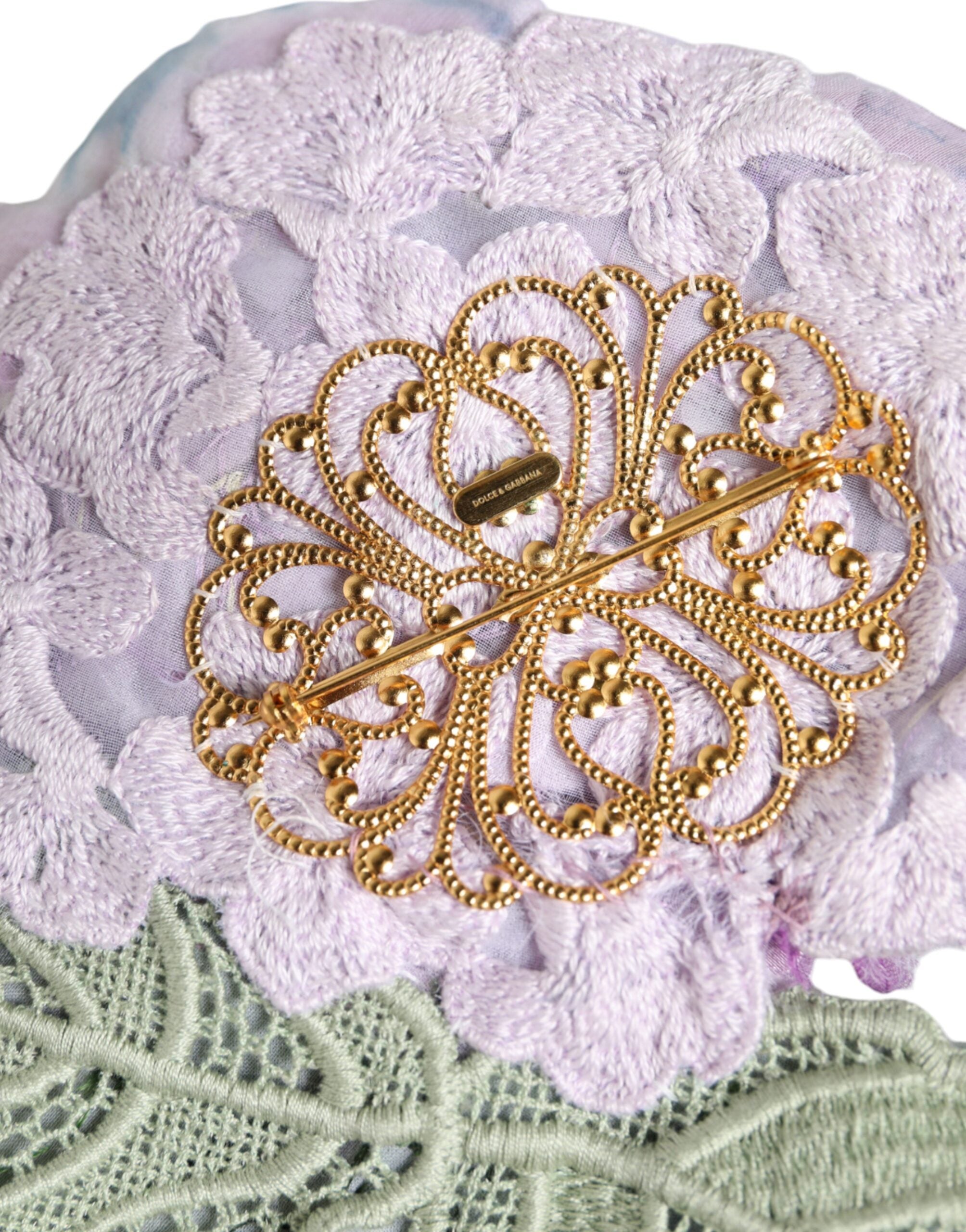 Dolce & Gabbana Multicolor Hydrangea Gold Brass Pin Brooch-3