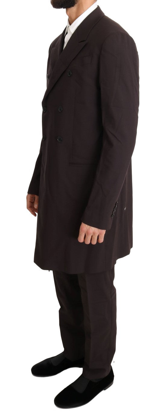 Dolce & Gabbana Bordeaux-colored wool stretch suit, long, 3-piece-2