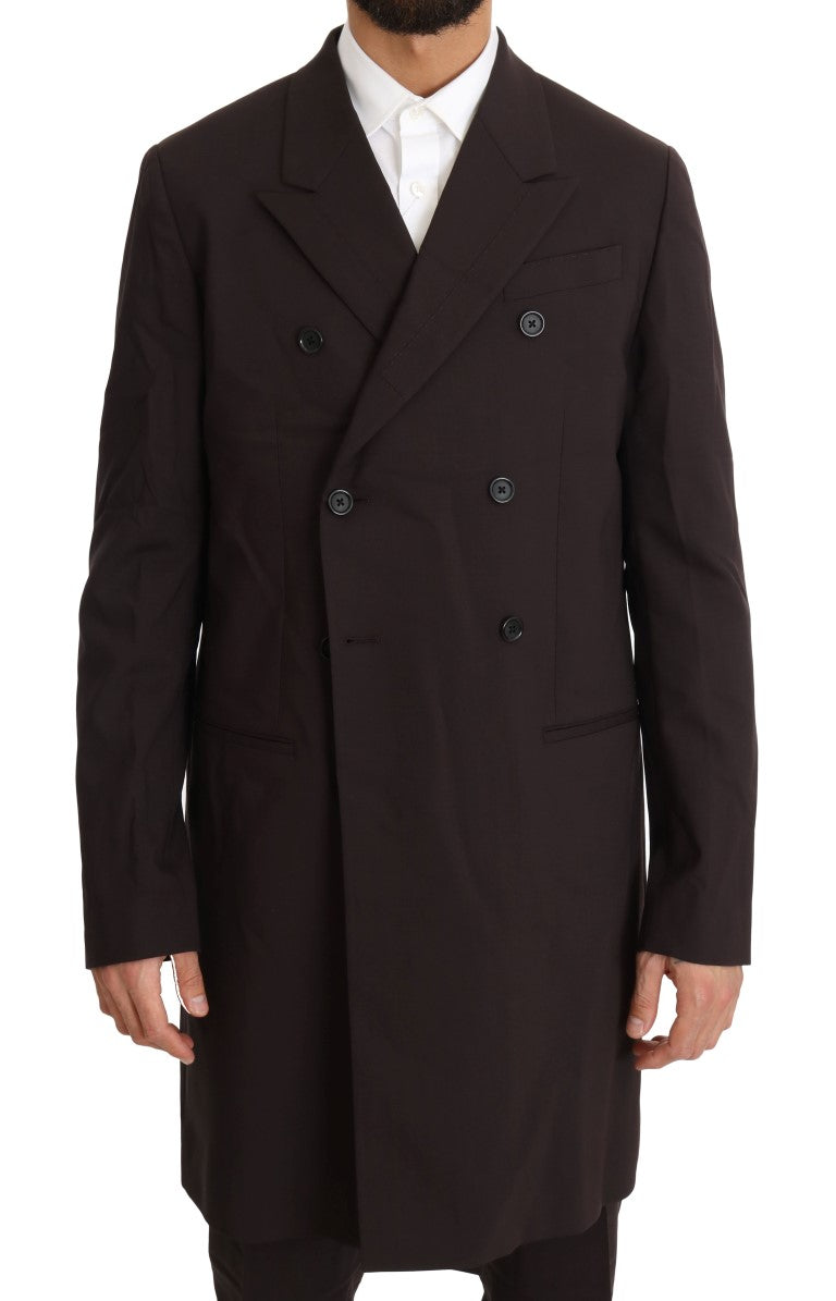 Dolce & Gabbana Bordeaux-colored wool stretch suit, long, 3-piece-4