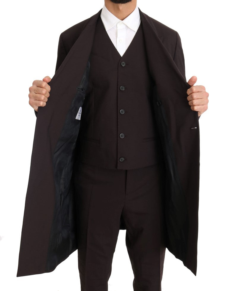 Dolce & Gabbana Bordeaux-colored wool stretch suit, long, 3-piece-5