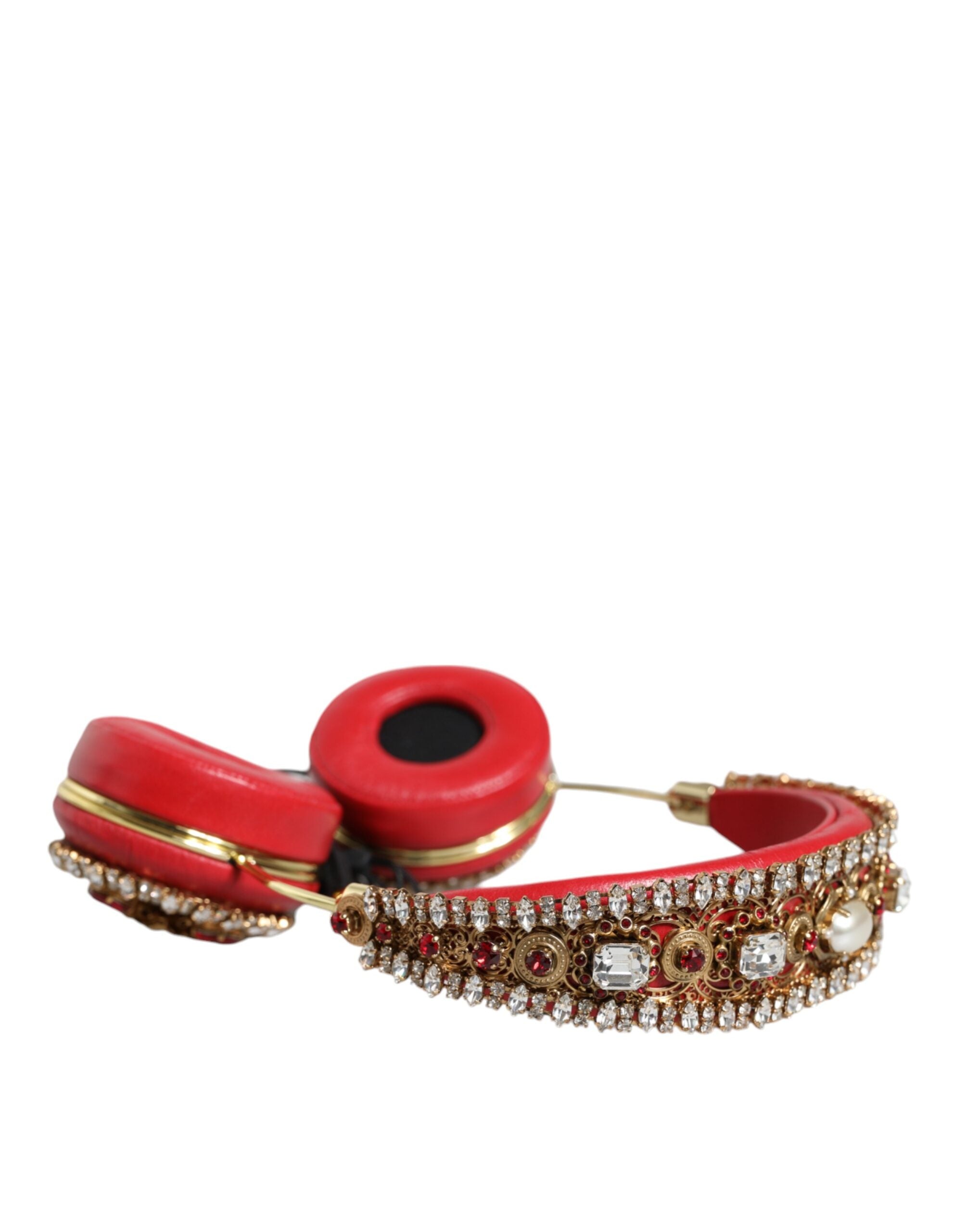 Dolce & Gabbana headphones in red nappa leather with floral crystal-4