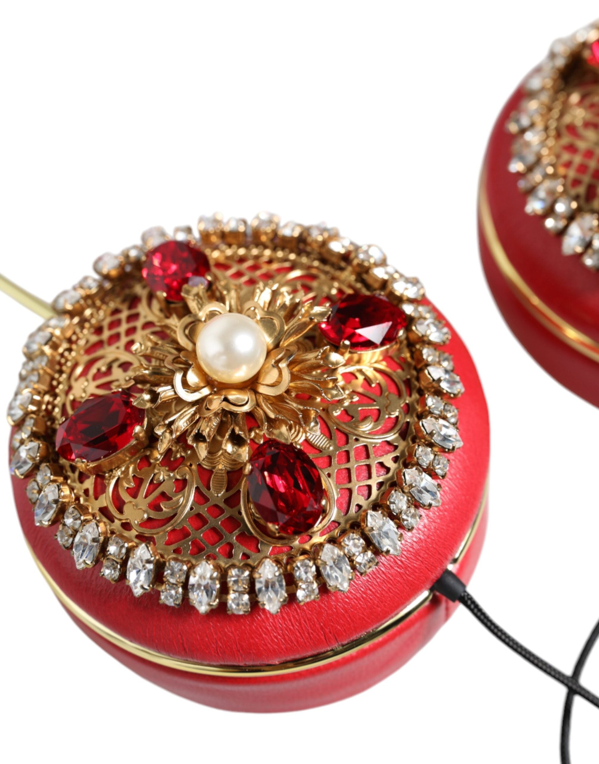 Dolce & Gabbana headphones in red nappa leather with floral crystal-7