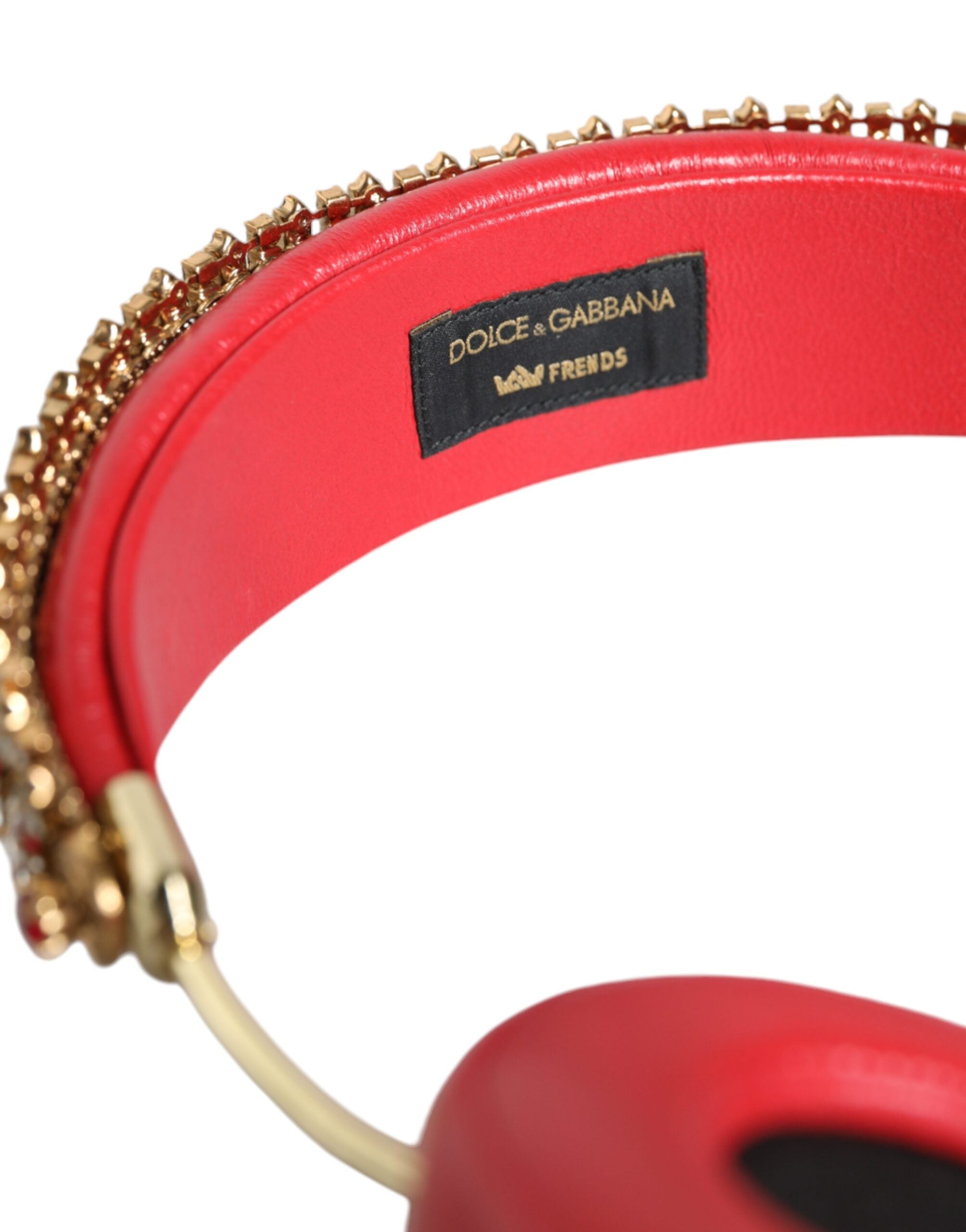 Dolce & Gabbana headphones in red nappa leather with floral crystal-8