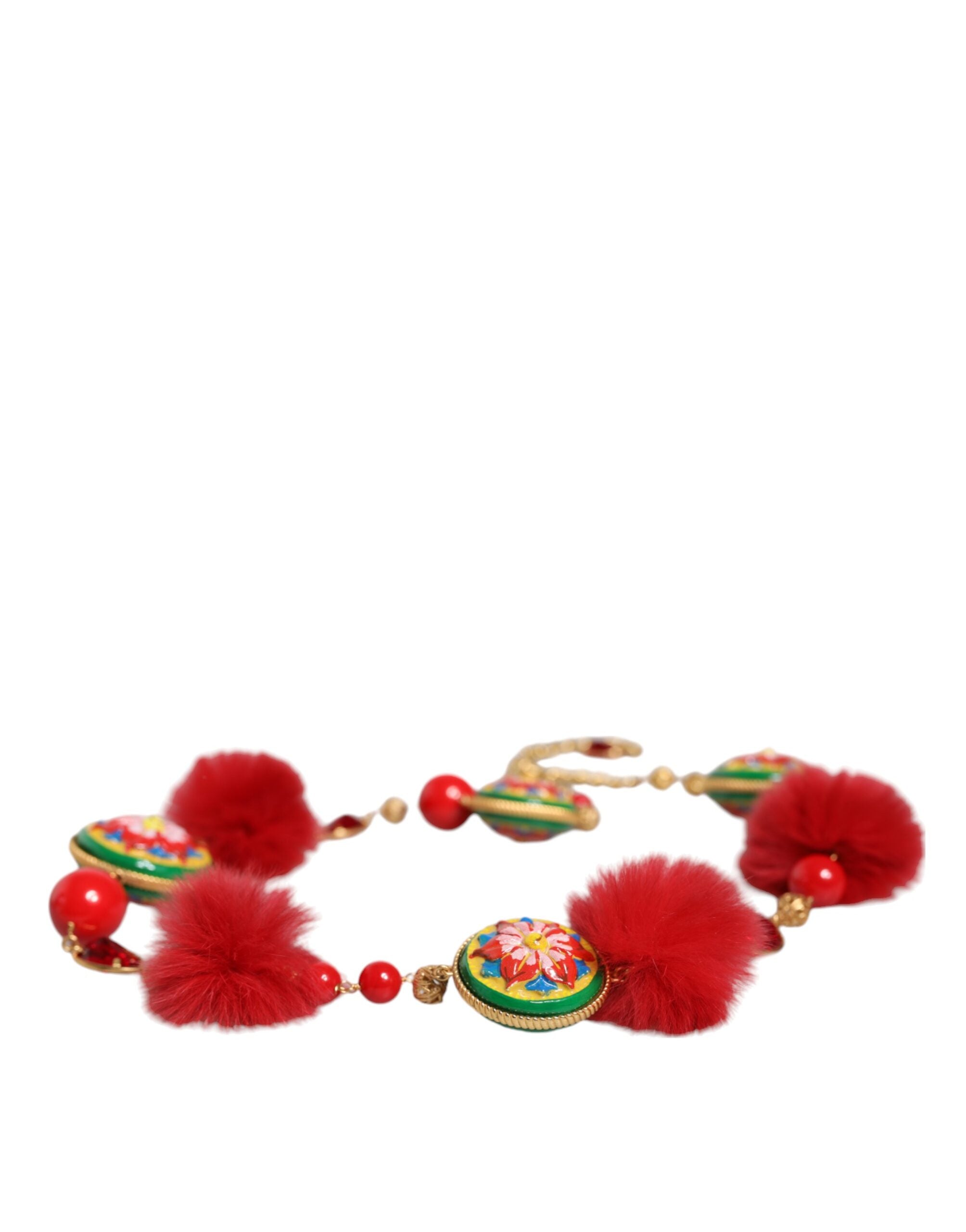 Cinturón Torero de piel roja, latón dorado y cristales de Dolce & Gabbana-5