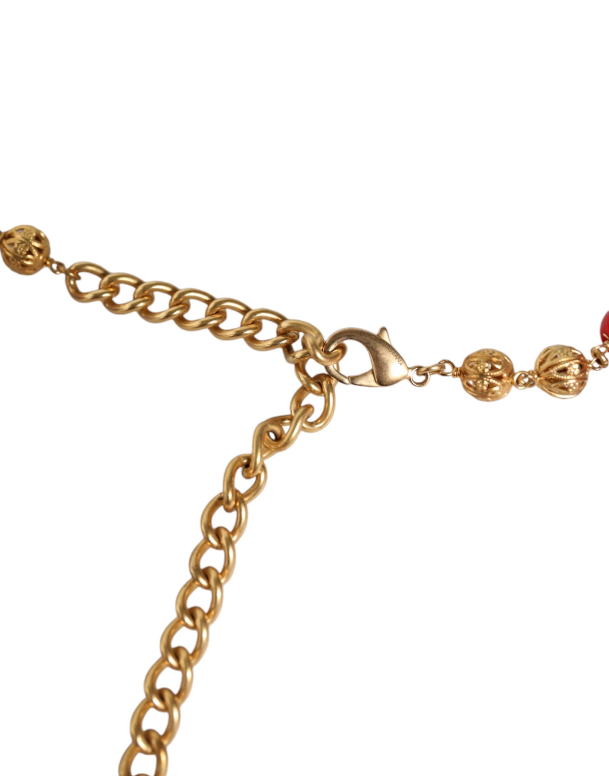 Cinturón Torero de piel roja, latón dorado y cristales de Dolce & Gabbana-7