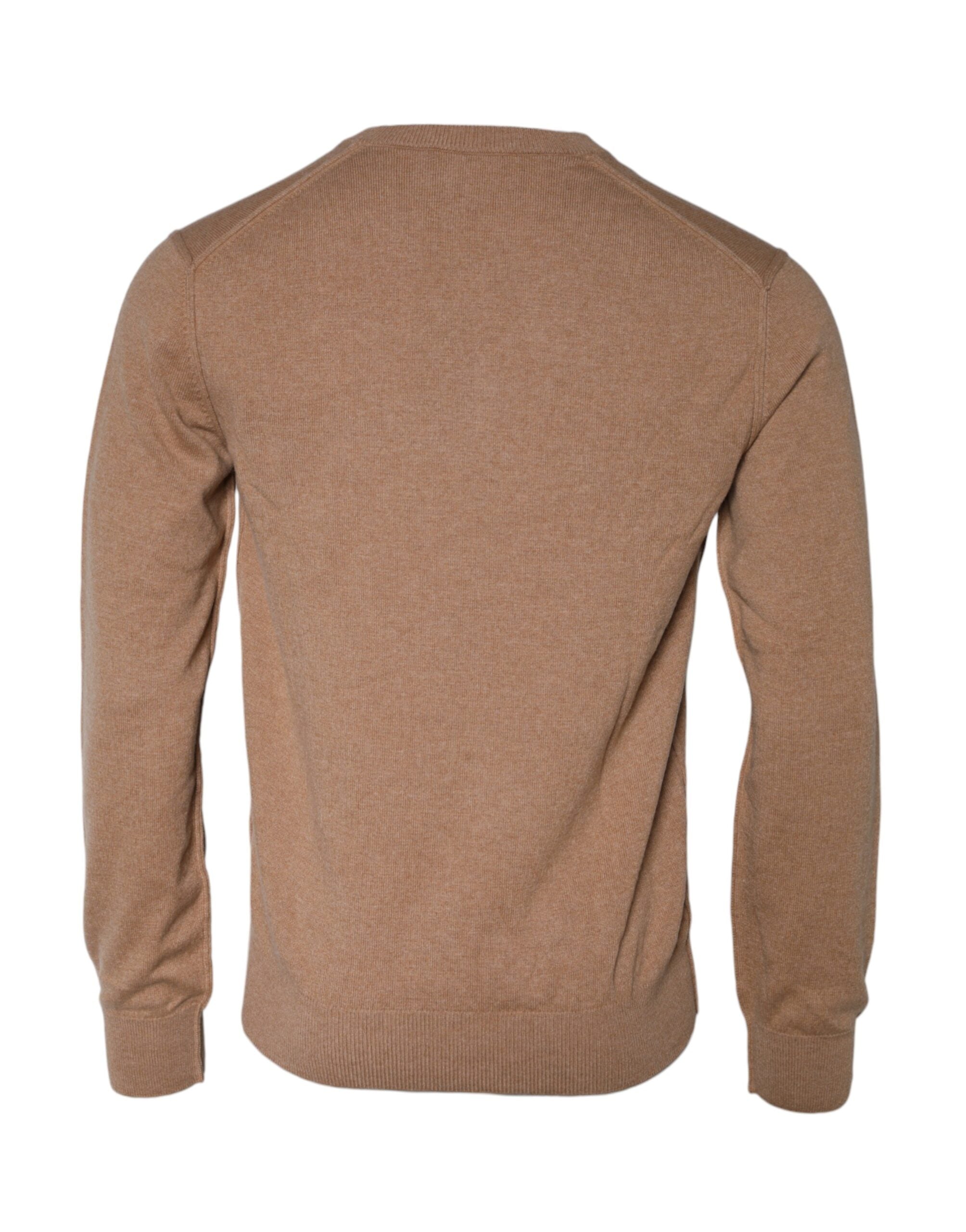 Dolce & Gabbana Brauner Kaschmir-Strickpullover mit V-Ausschnitt-2
