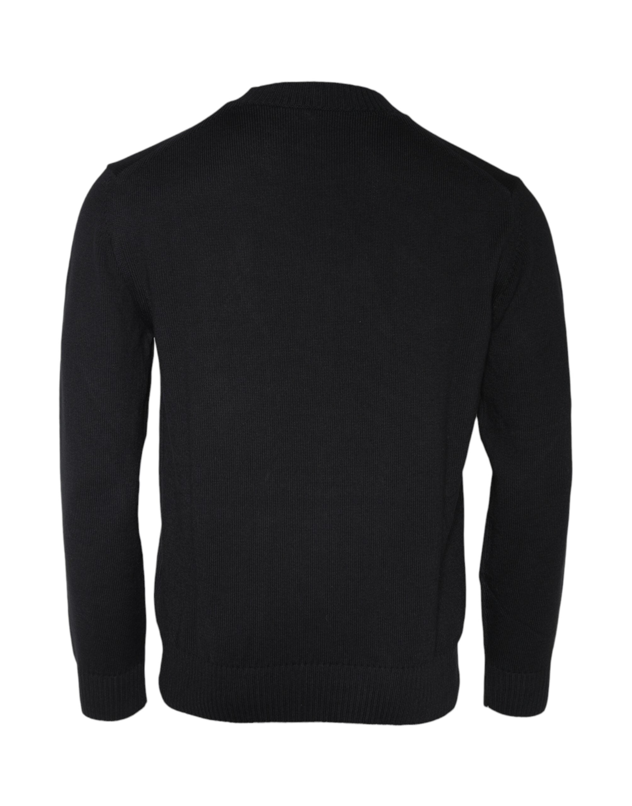 Versace black sweater with Medusa embroidery and round neck-4