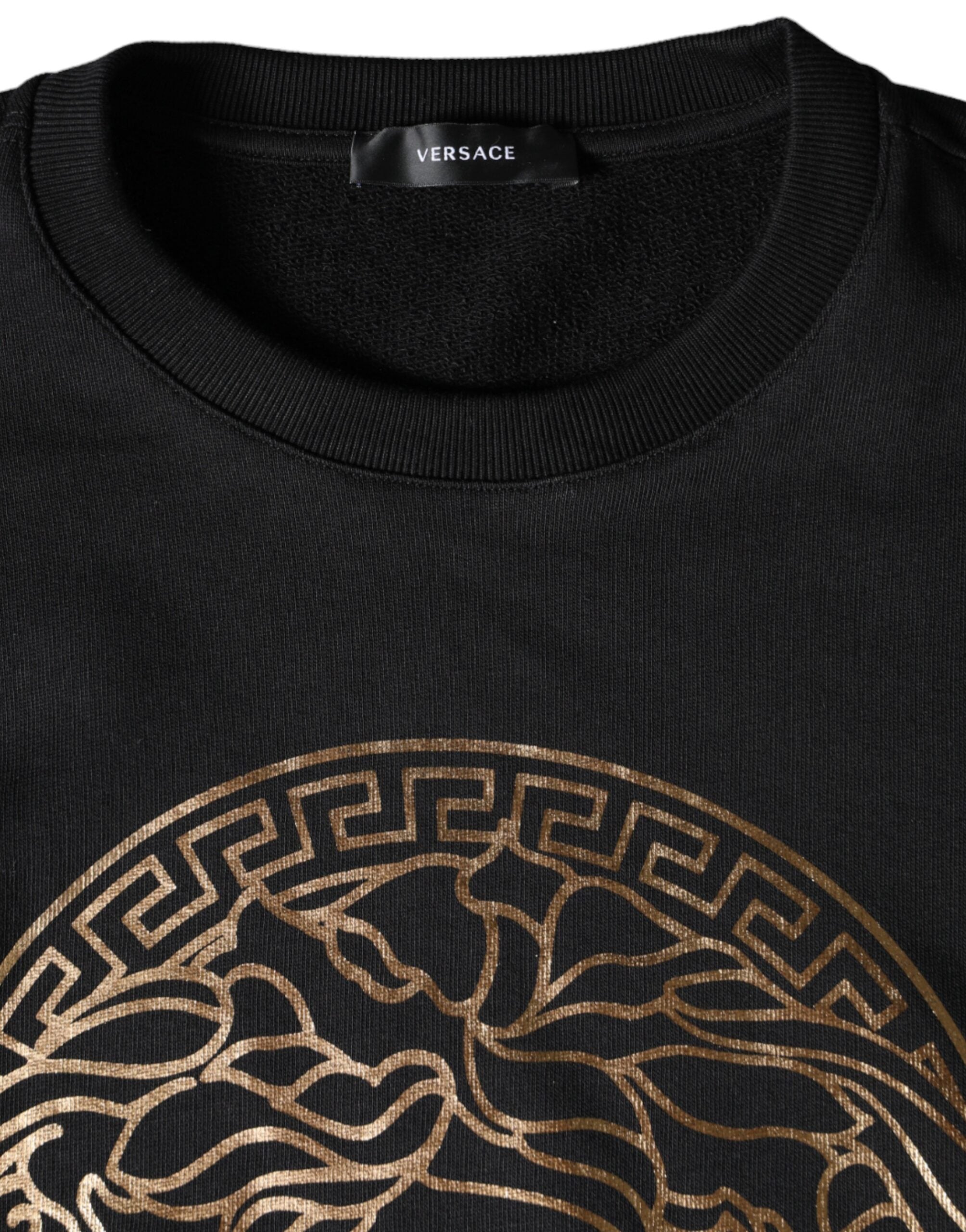 Versace Black Medusa Fleece Cotton Crew Neck Sweatshirt Pullover-3