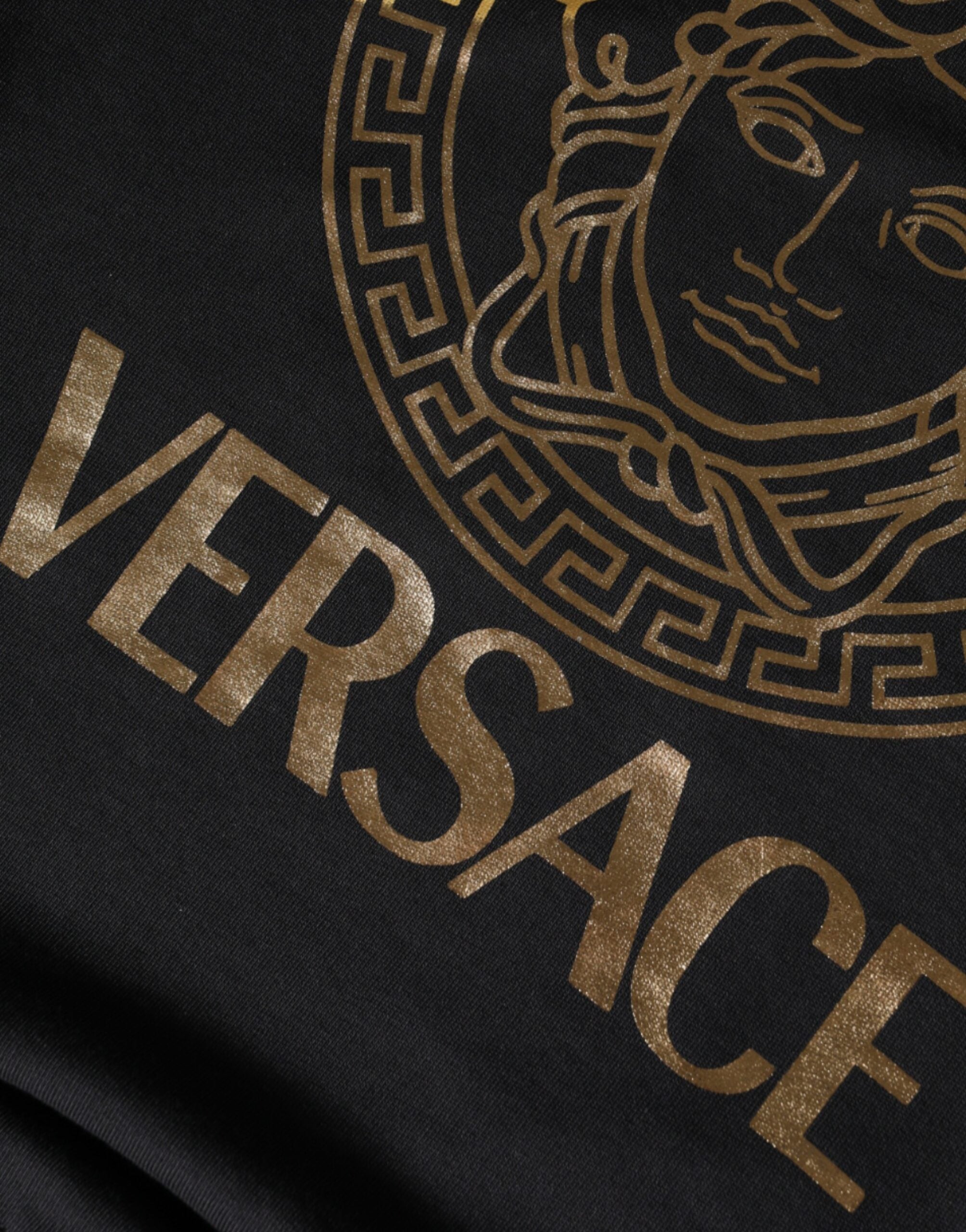 Versace Black Medusa Fleece Cotton Crew Neck Sweatshirt Pullover-4