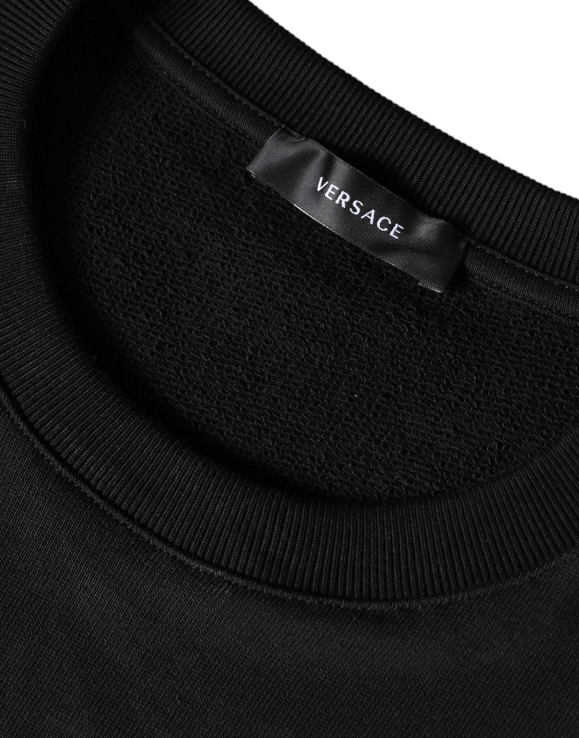 Versace Black Medusa Fleece Cotton Crew Neck Sweatshirt Pullover-5