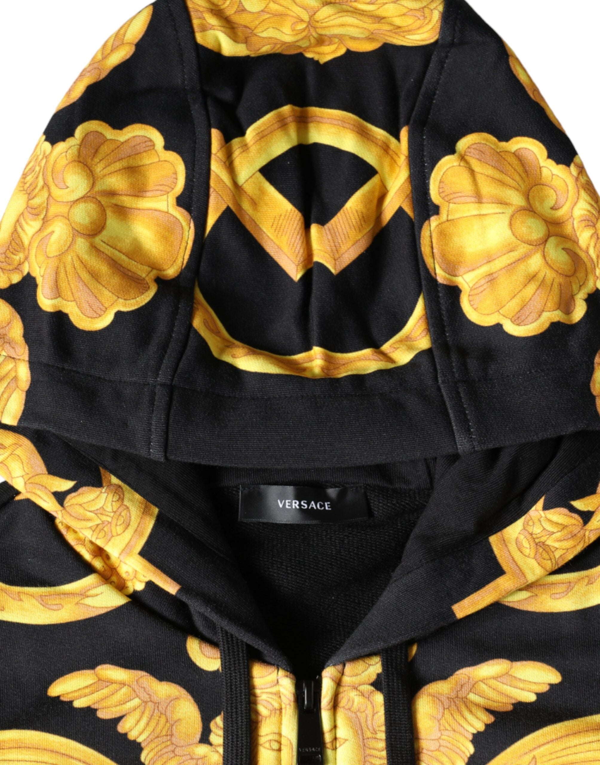 Versace Black Medusa Print Cotton Full Zip Hoodie Sweatshirt Sweater-3