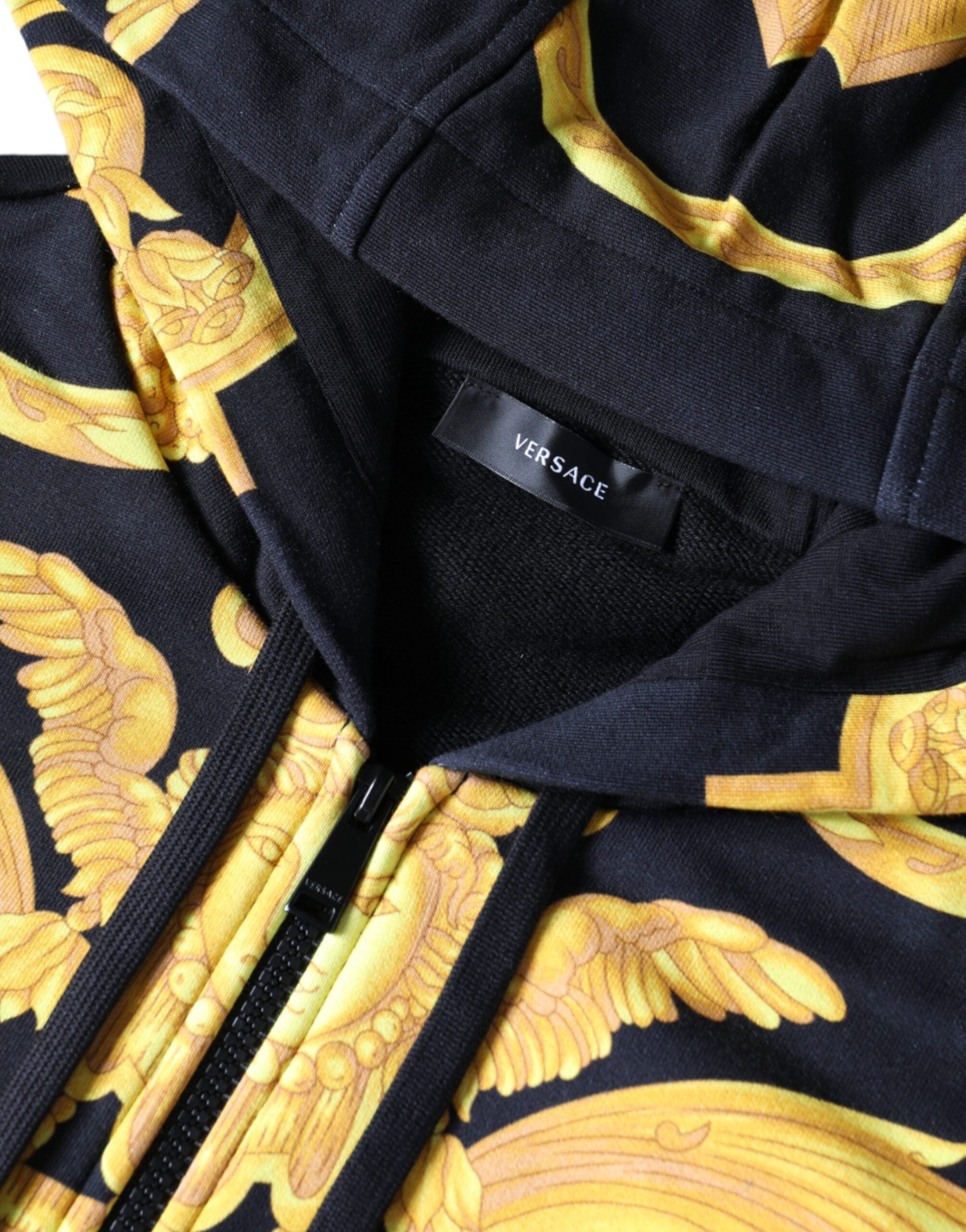 Versace Black Medusa Print Cotton Full Zip Hoodie Sweatshirt Sweater-4