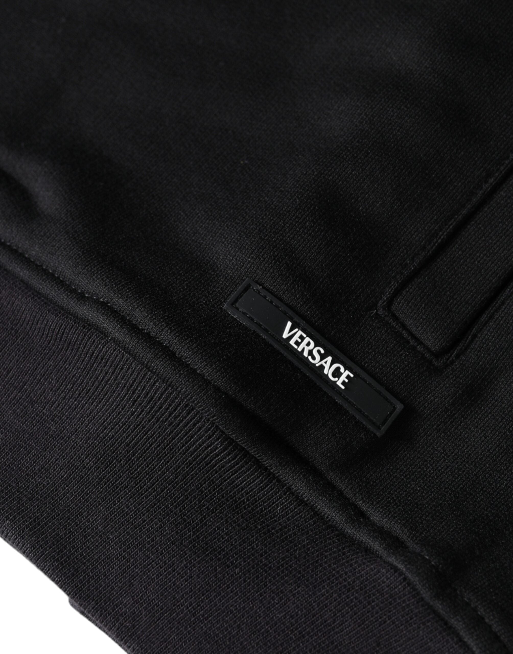 Versace Black Medusa Print Cotton Full Zip Hoodie Sweatshirt Sweater-6