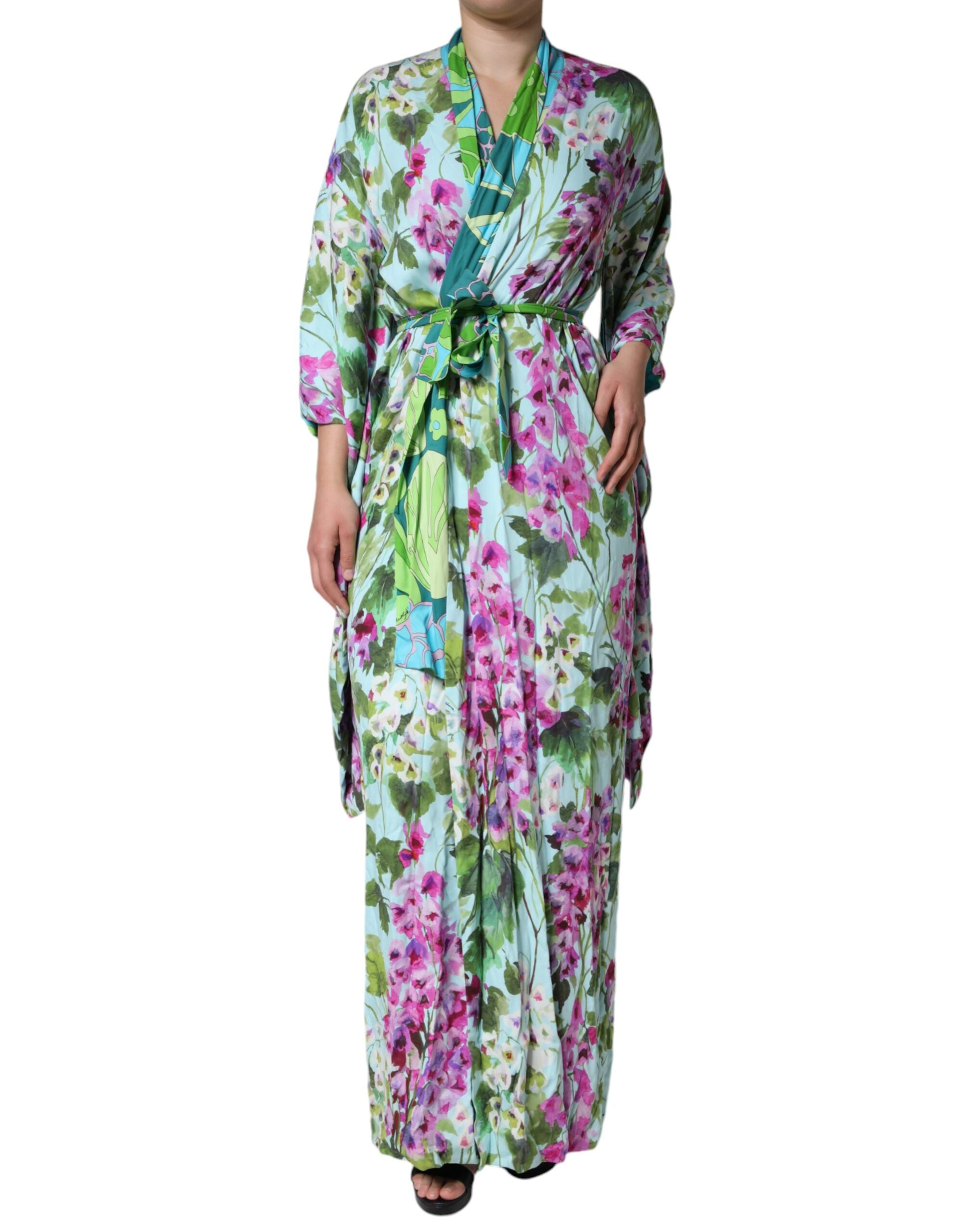 Dolce & Gabbana Multicolor Floral Silk Stretch Wrap Dress-2
