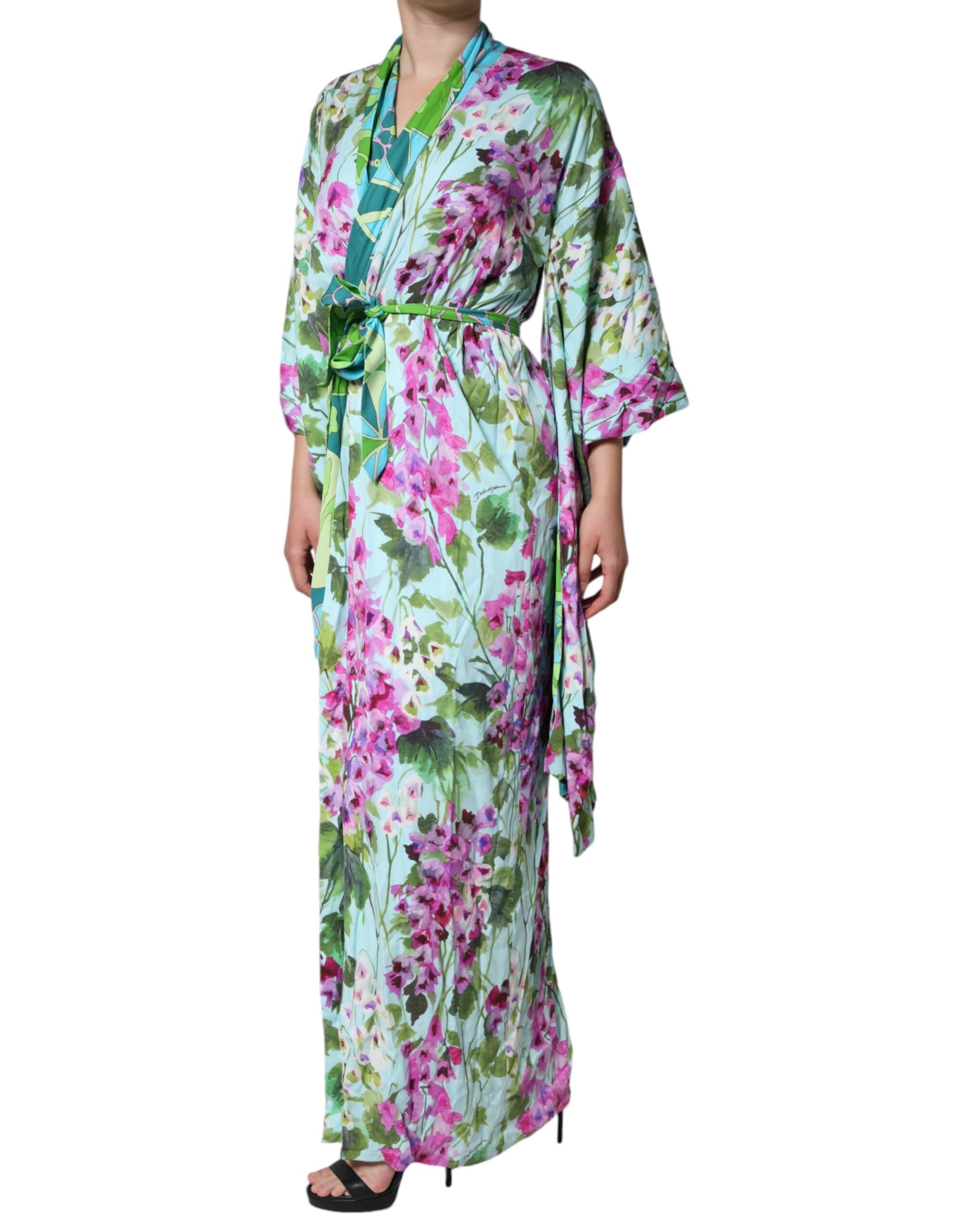 Dolce & Gabbana Multicolor Floral Silk Stretch Wrap Dress-3