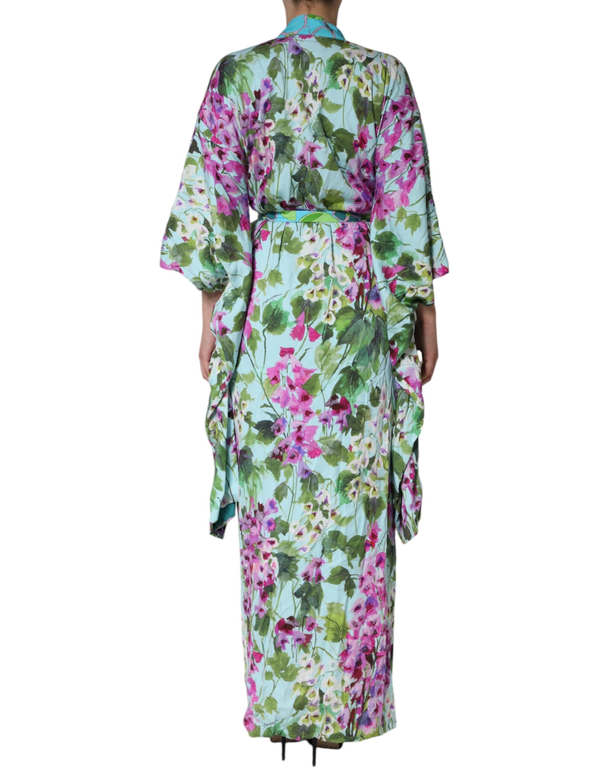 Dolce & Gabbana Multicolor Floral Silk Stretch Wrap Dress-4