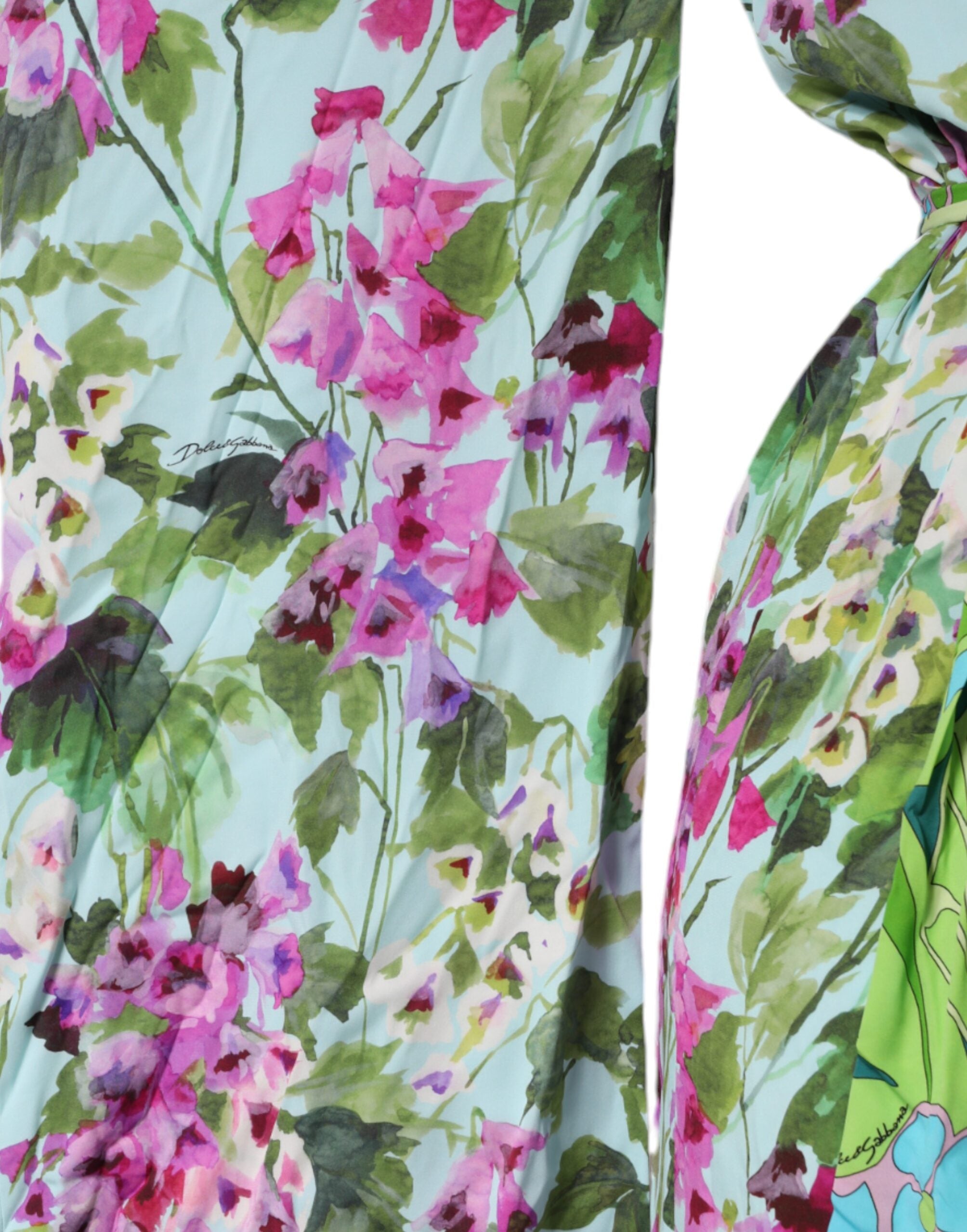 Dolce & Gabbana Multicolor Floral Silk Stretch Wrap Dress-5