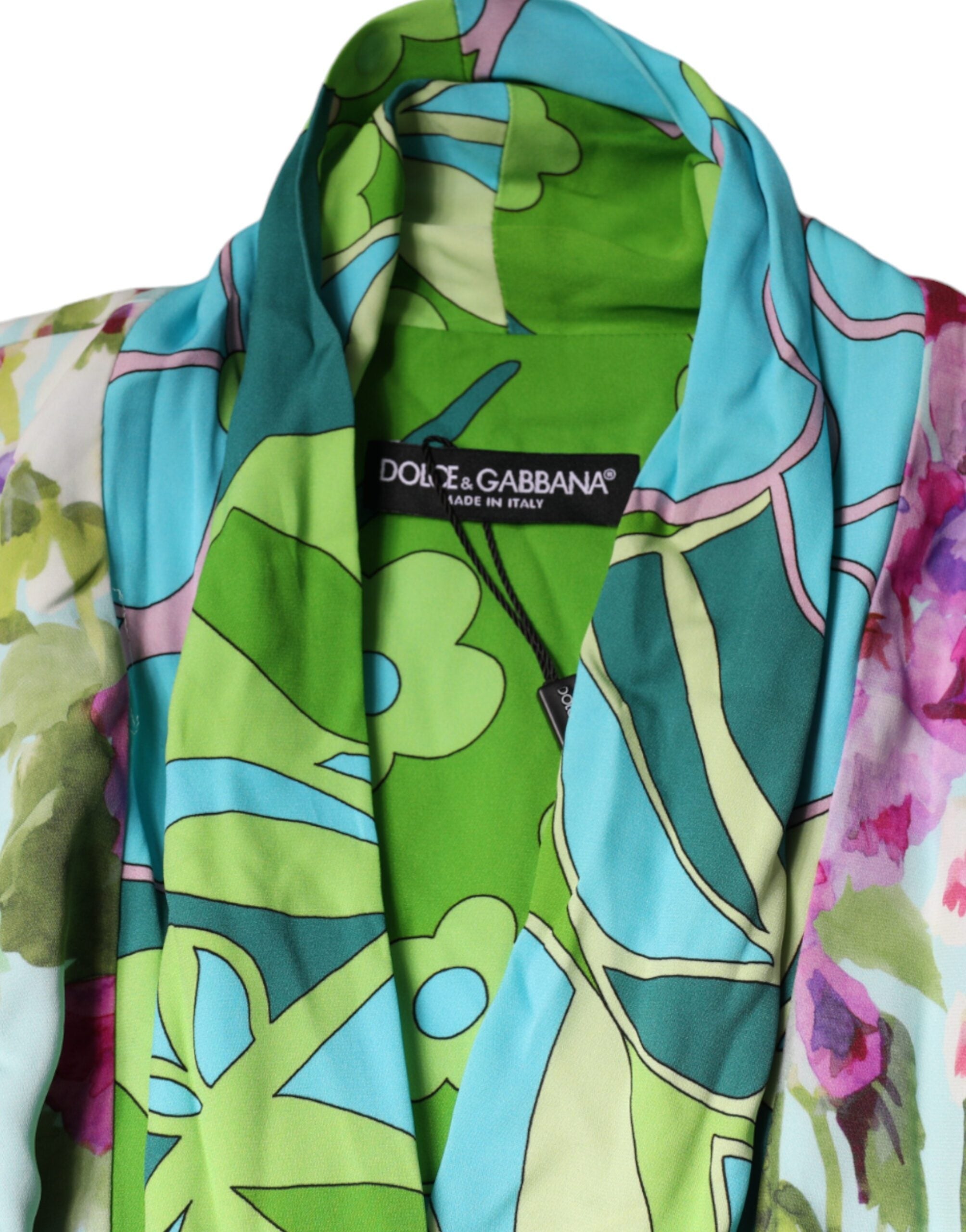 Dolce & Gabbana Multicolor Floral Silk Stretch Wrap Dress-8