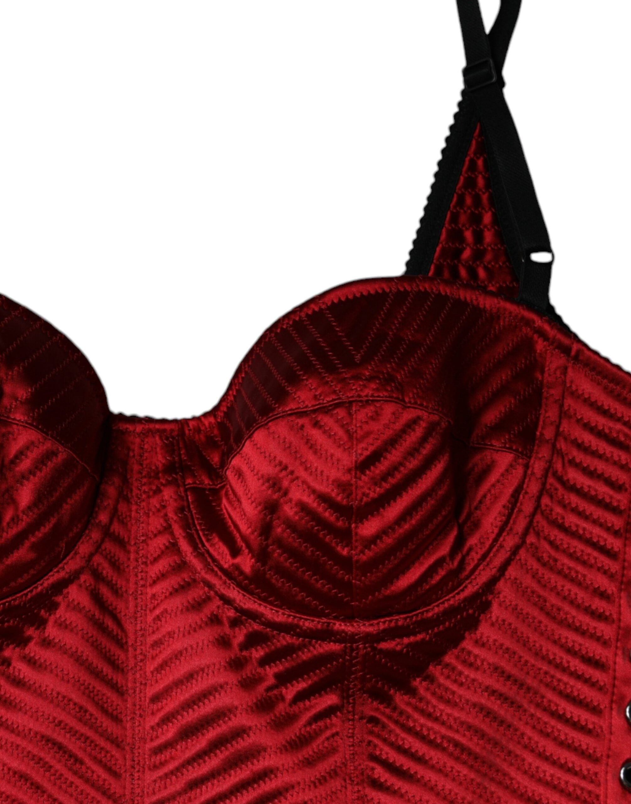 Dolce & Gabbana Rotes Bustier Korsett Spitze Bodycon Midikleid-6