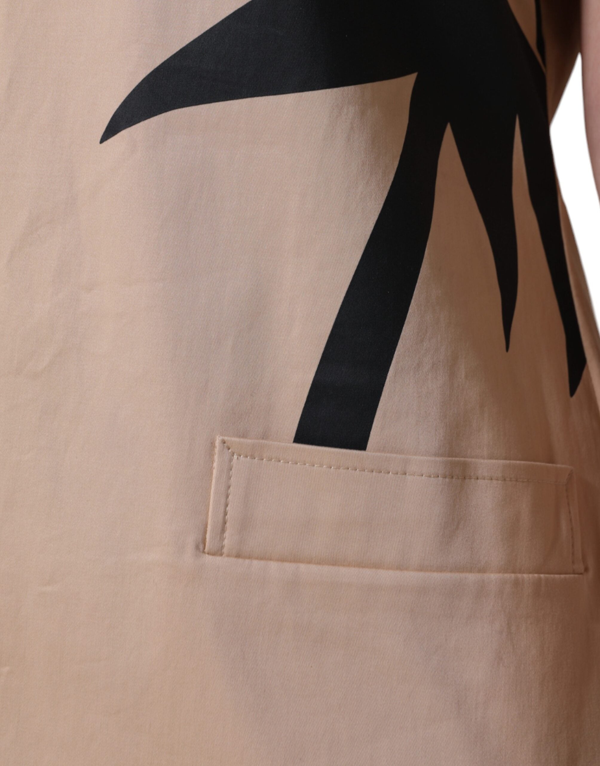 Vestido Moschino de algodón beige con mangas cortas y largo hasta la rodilla-7