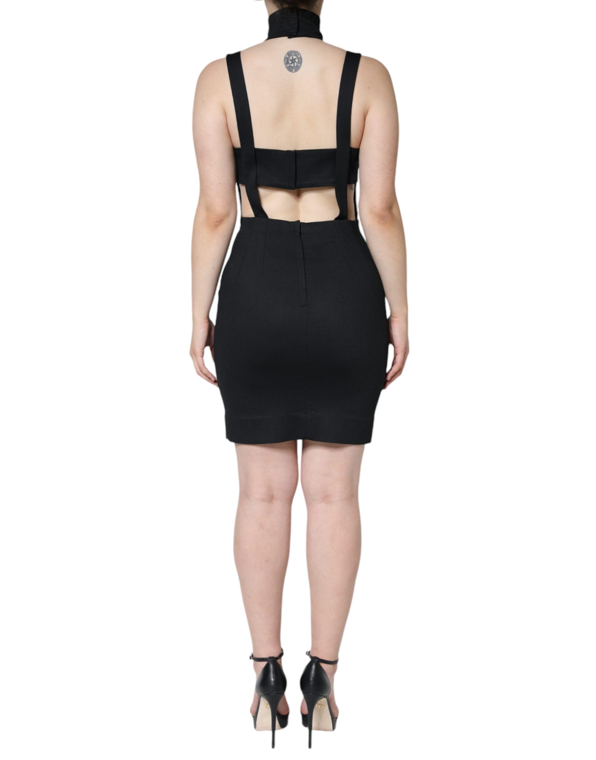 Dolce & Gabbana Schwarzes ausgeschnittenes ärmelloses Bodycon-Minikleid-4