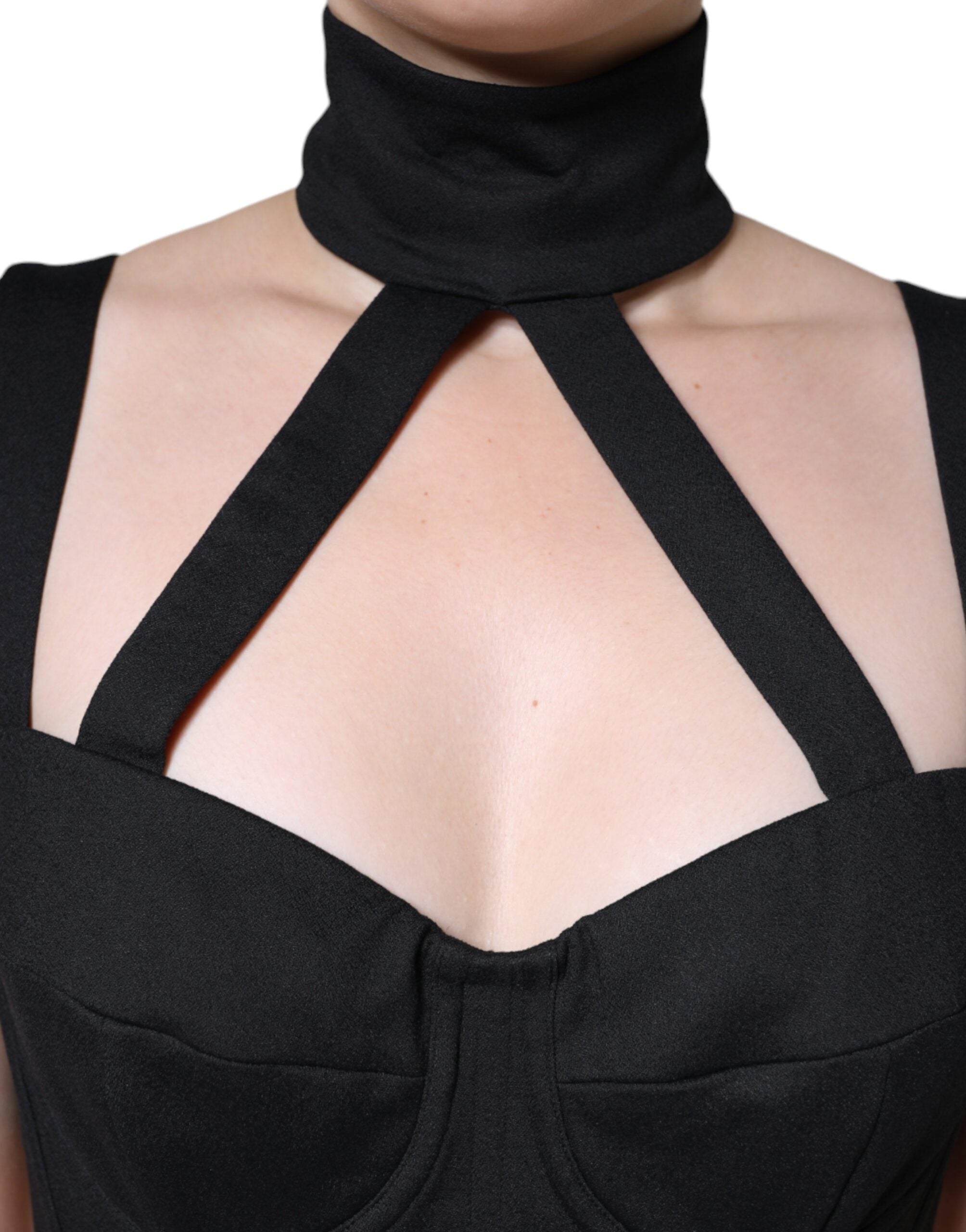 Dolce & Gabbana Schwarzes ausgeschnittenes ärmelloses Bodycon-Minikleid-5