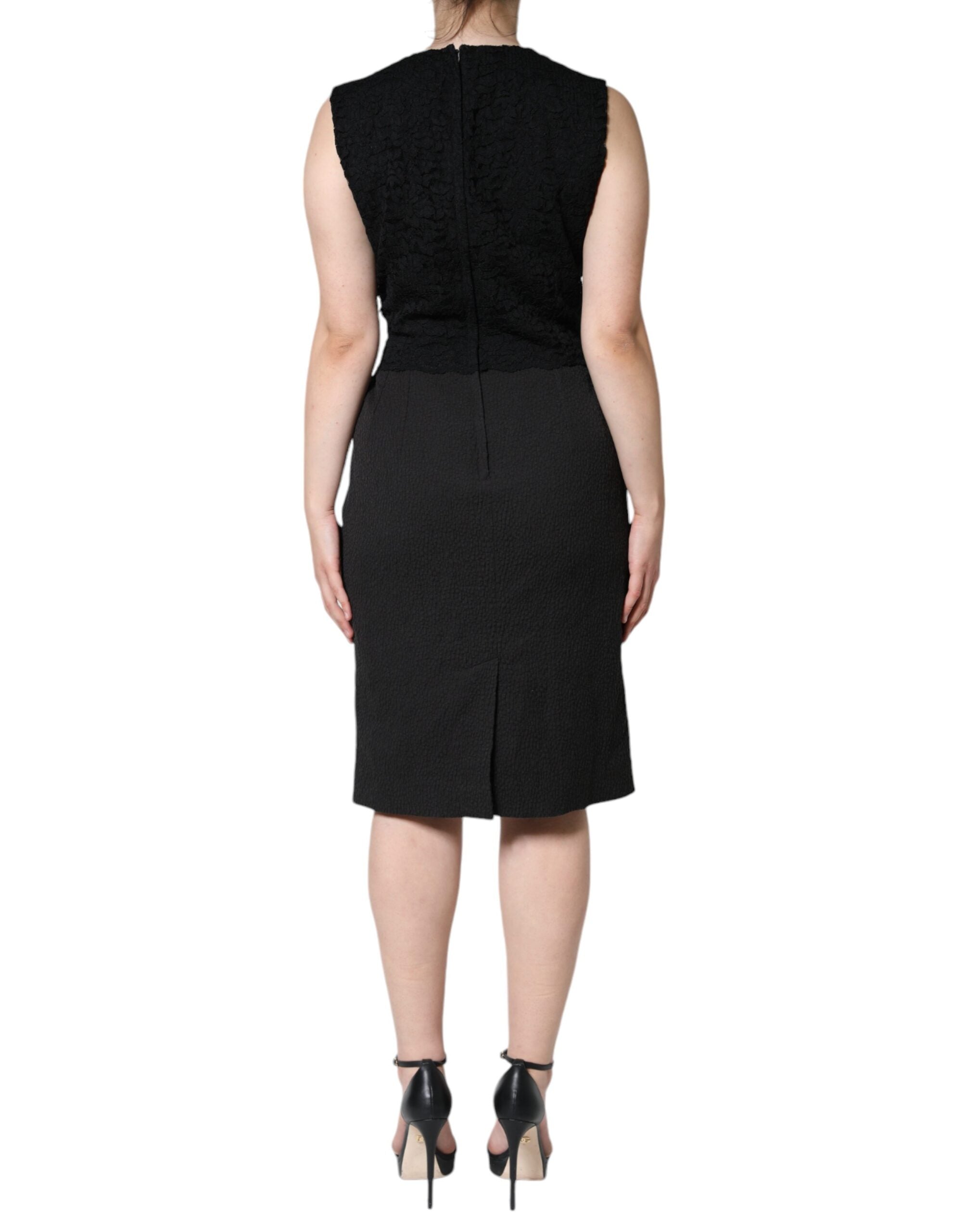 Vestido tubo de algodón negro de Dolce & Gabbana hasta la rodilla-4